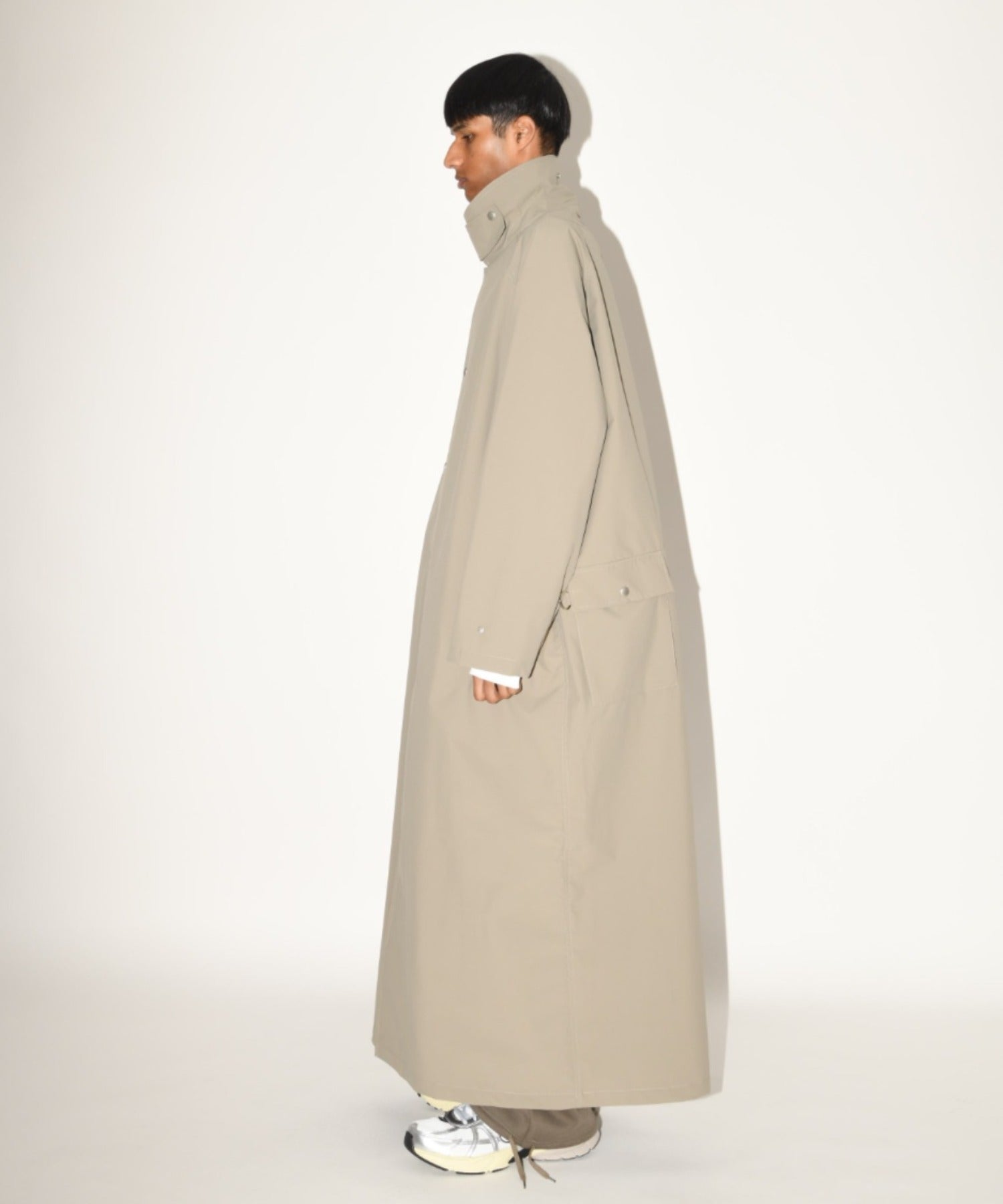 Soutien collar long coat - khaki/gray