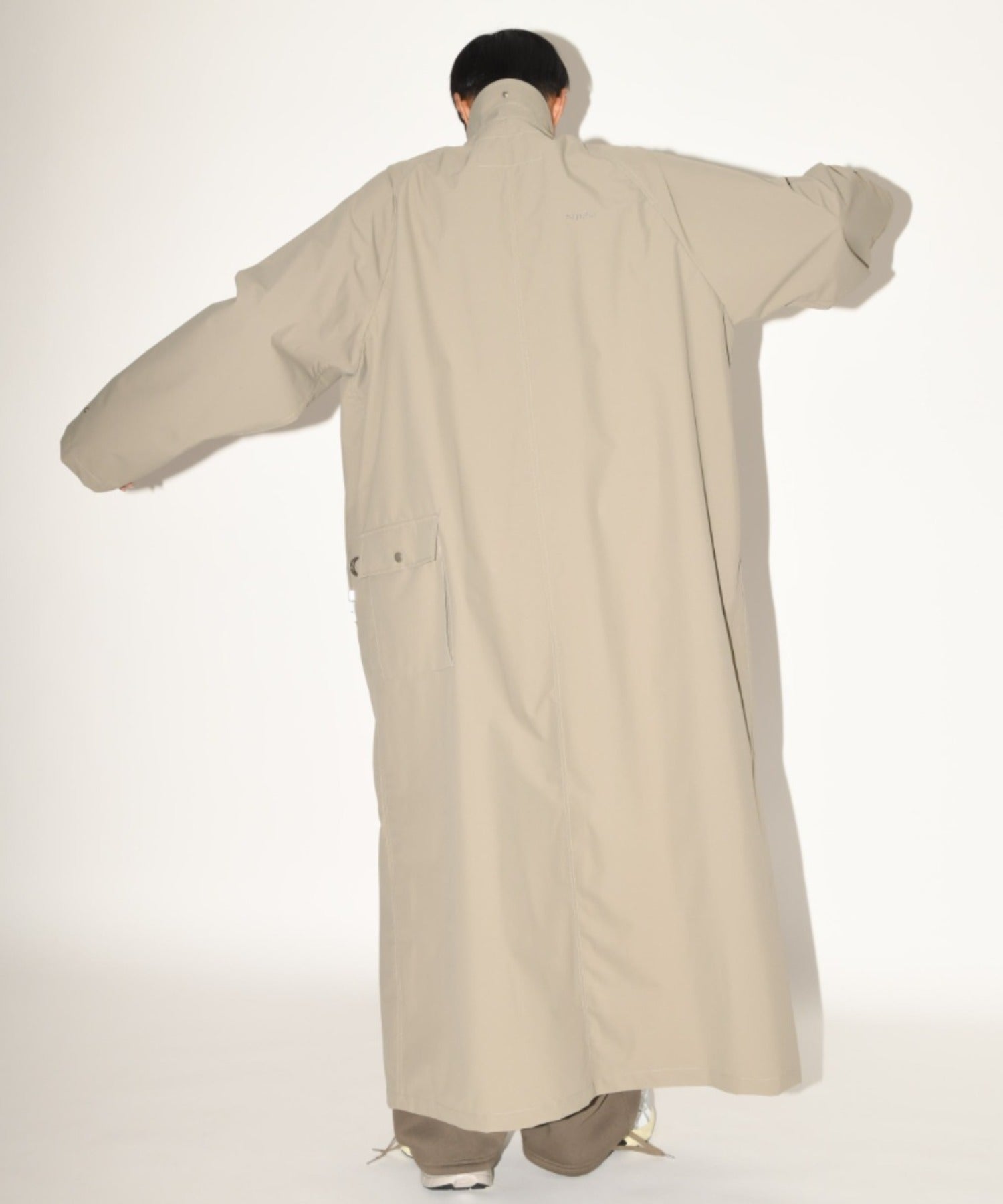 Soutien collar long coat - khaki/gray