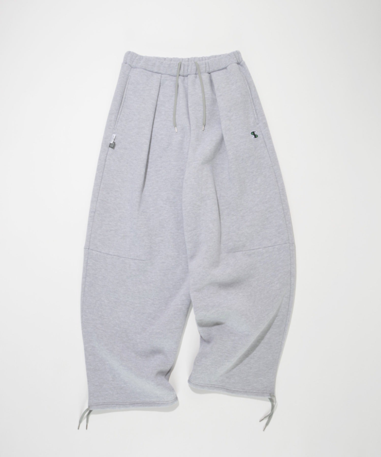 Wide tuck sweat trousers - almond green