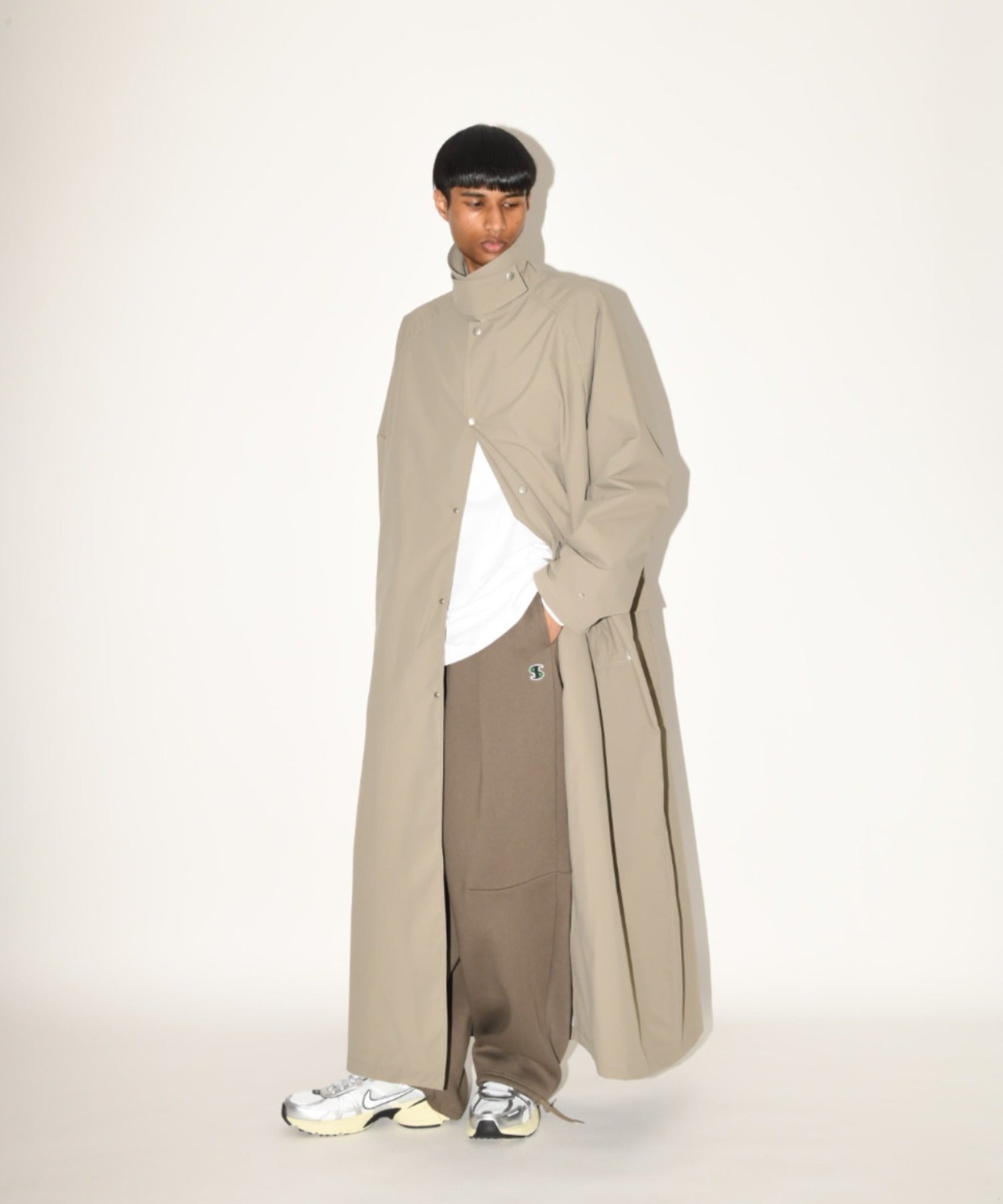 Wide tuck sweat trousers - olive