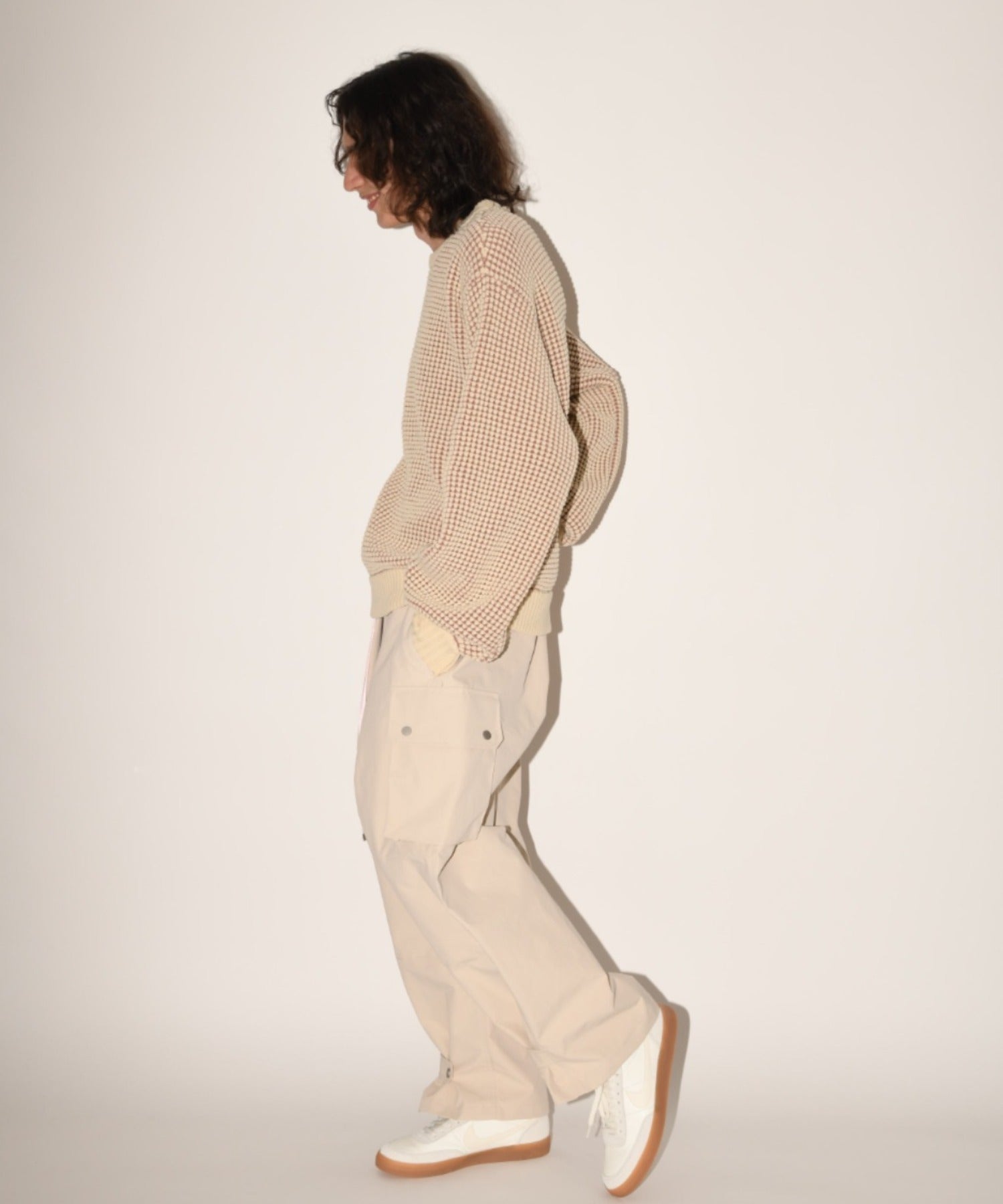 Popcorn crew neck knit - cream