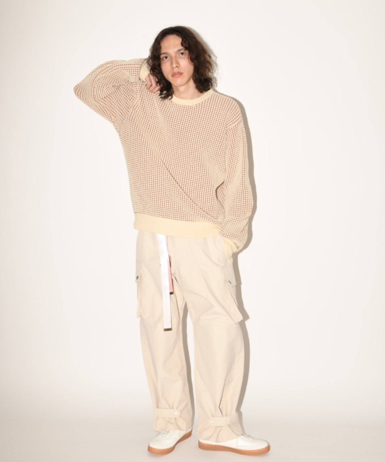 Popcorn crew neck knit - cream