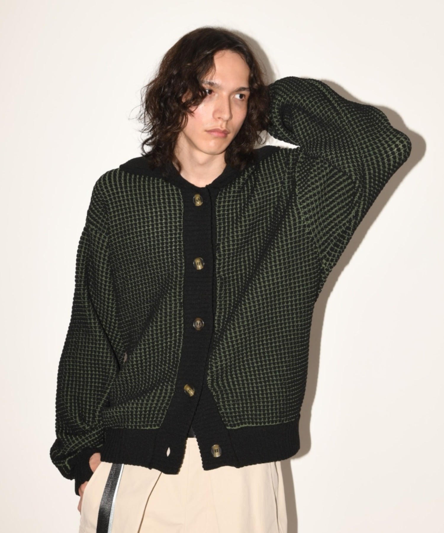 Popcorn knit cardigan - black
