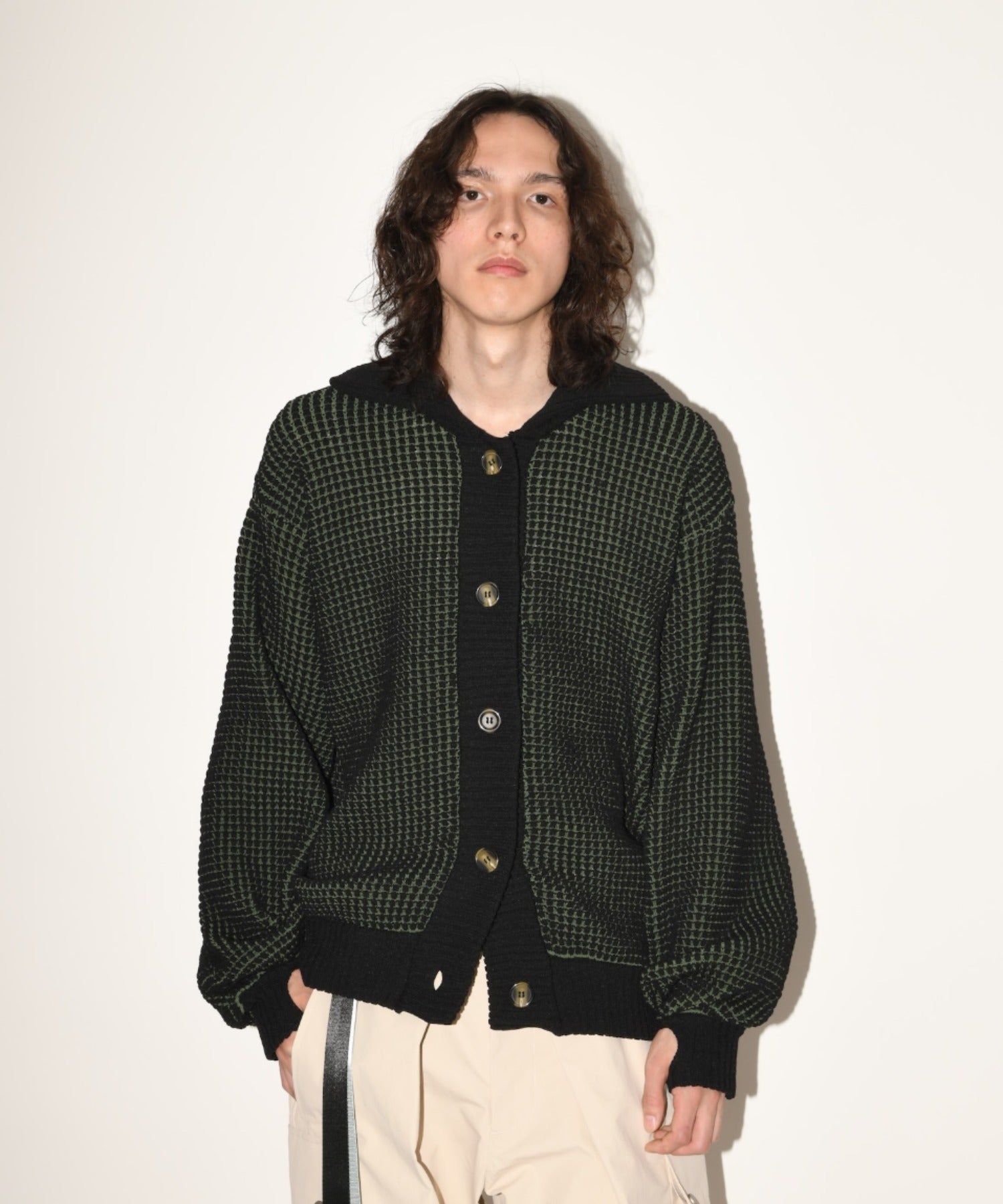 Popcorn knit cardigan - black