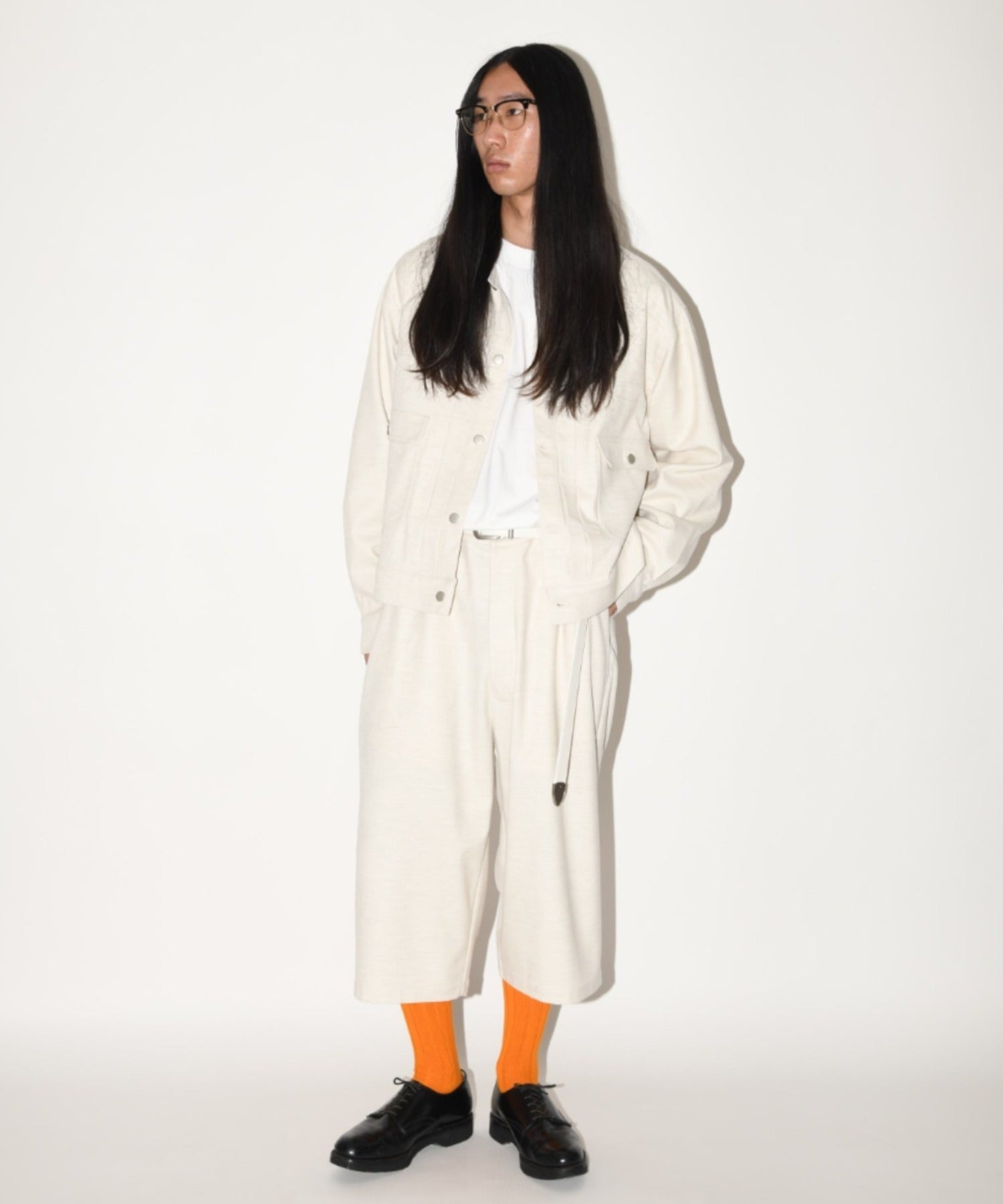 Cropped wide trousers - oatmeal