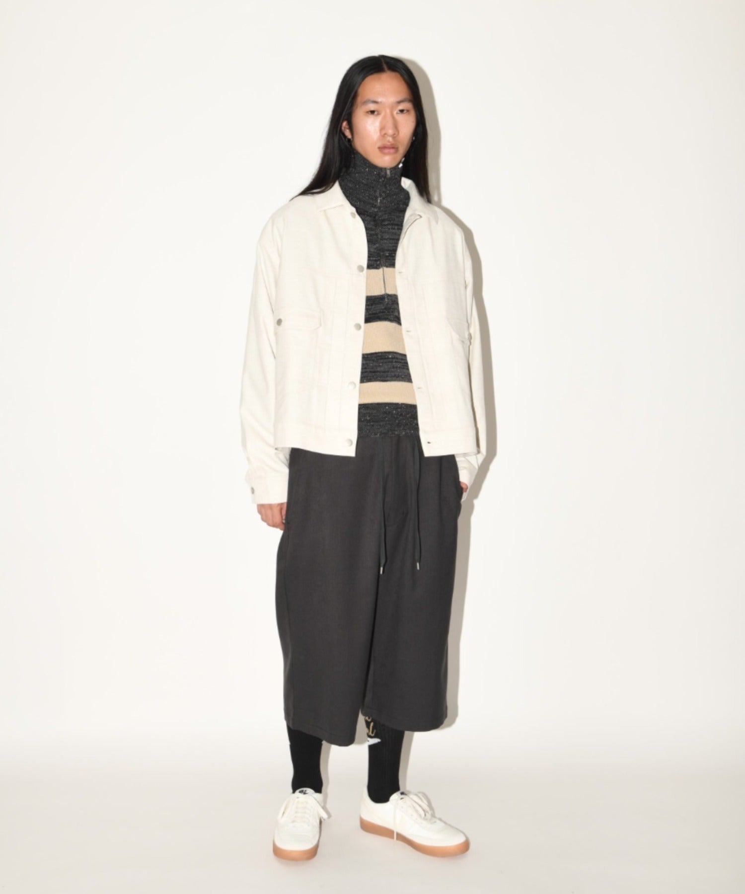 Cropped wide trousers - oatmeal