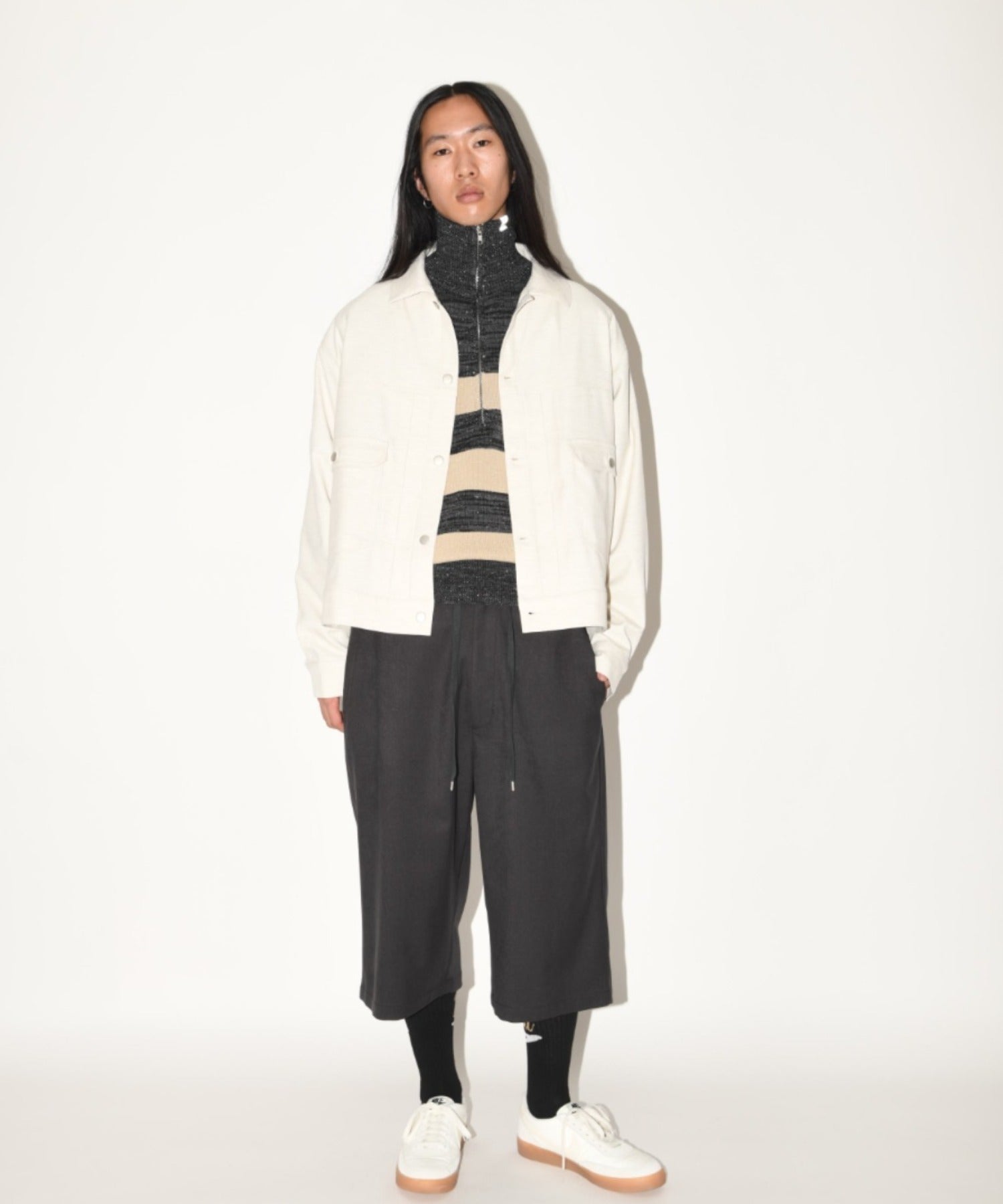 Cropped wide trousers - oatmeal