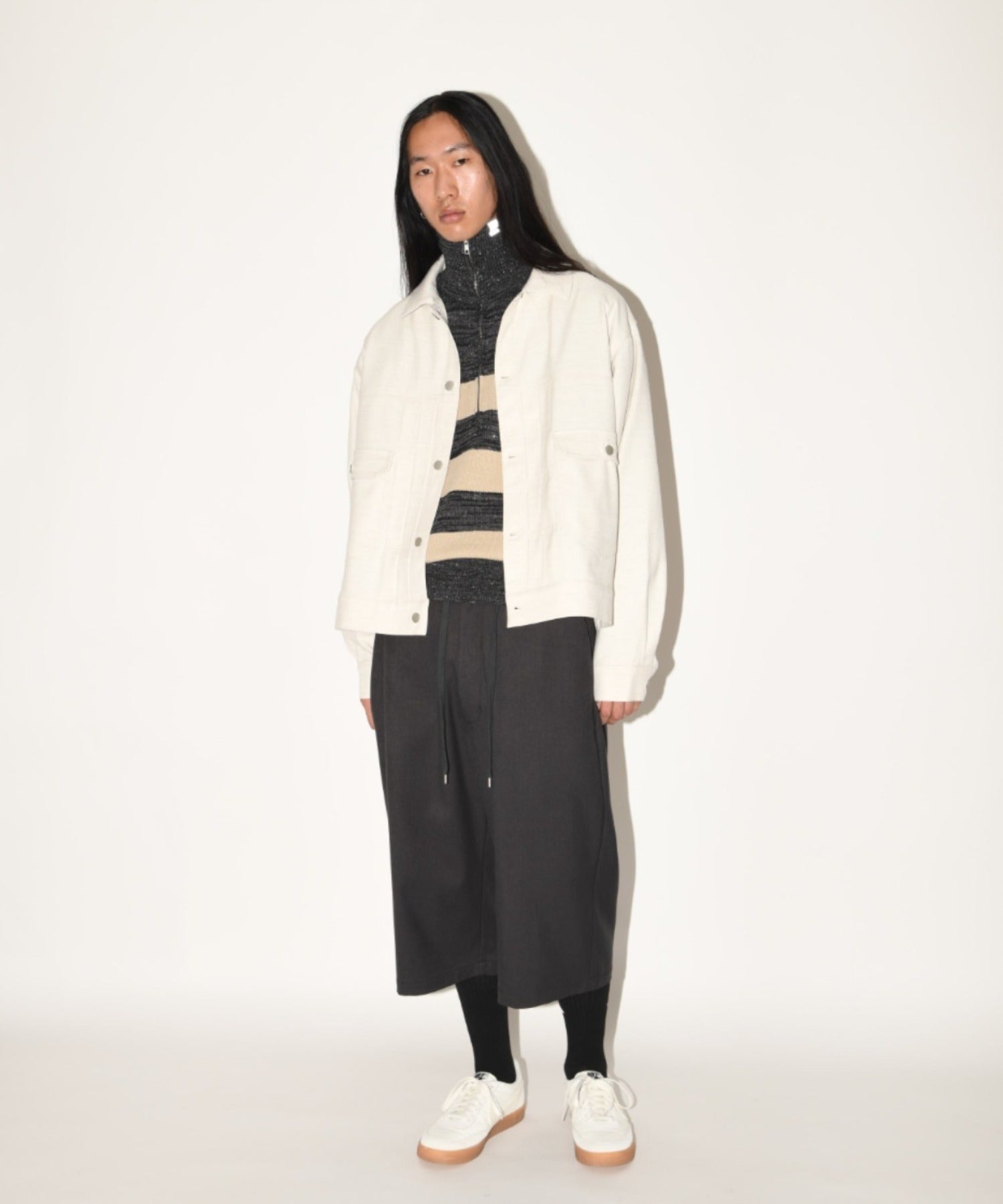 Cropped wide trousers - oatmeal