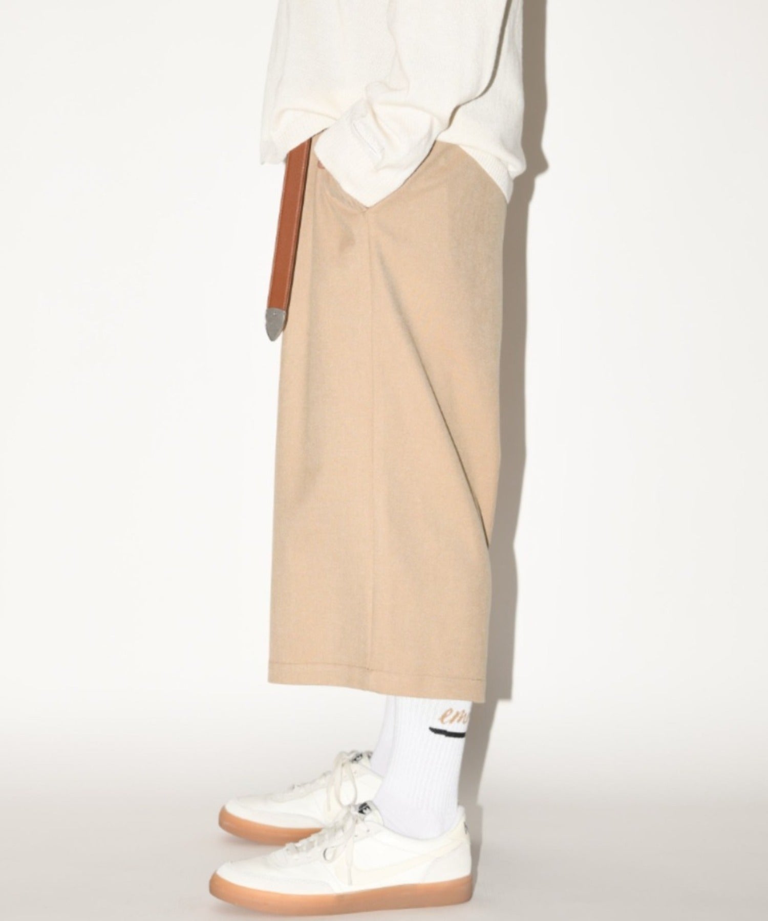 Cropped wide trousers - oatmeal