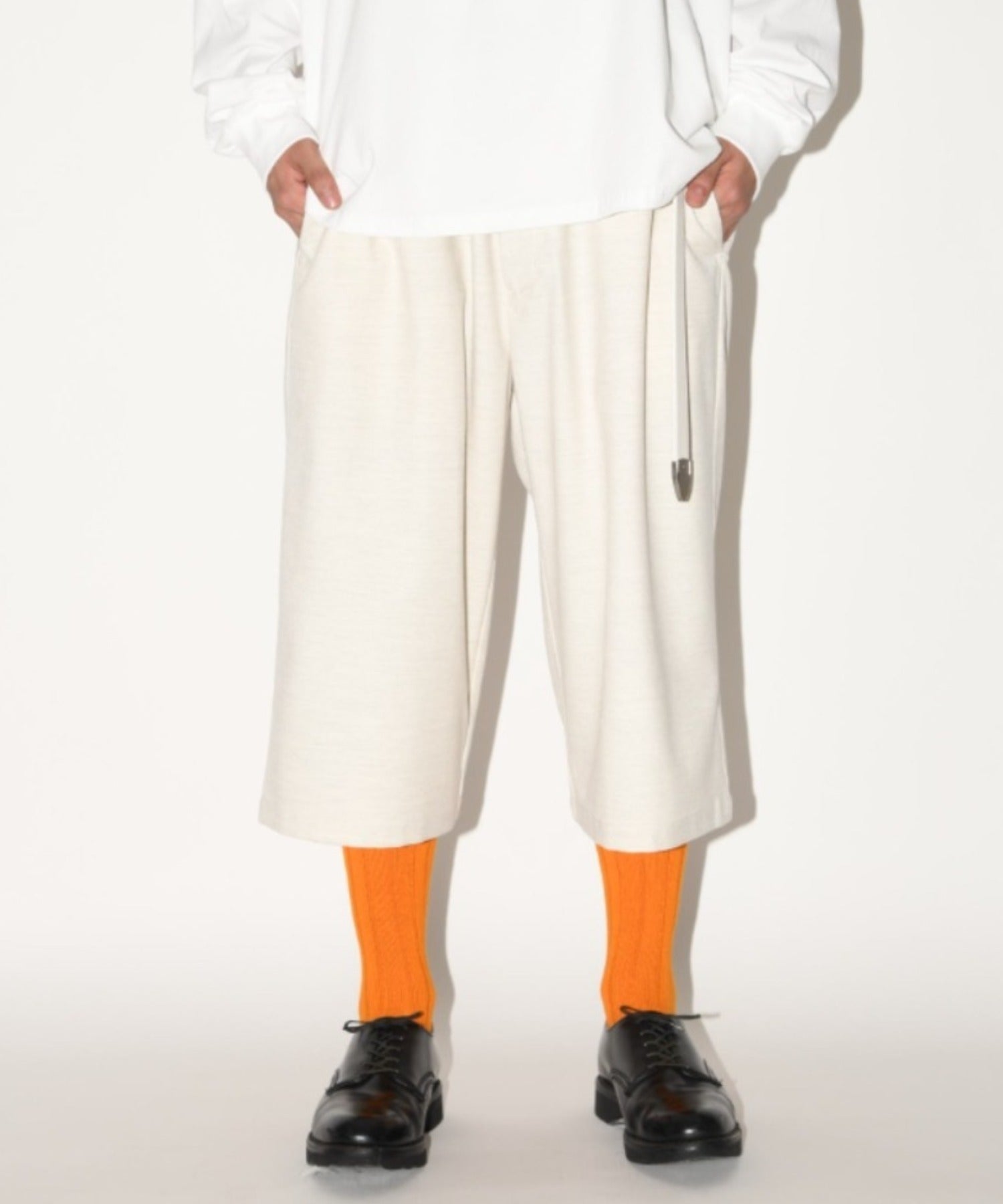 Cropped wide trousers - oatmeal