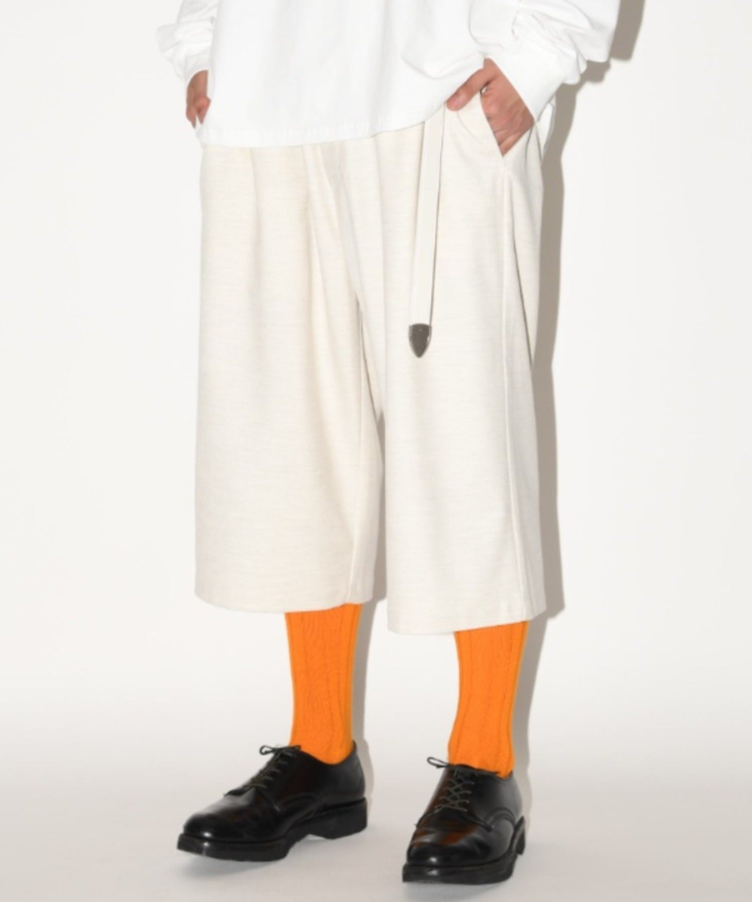 Cropped wide trousers - oatmeal
