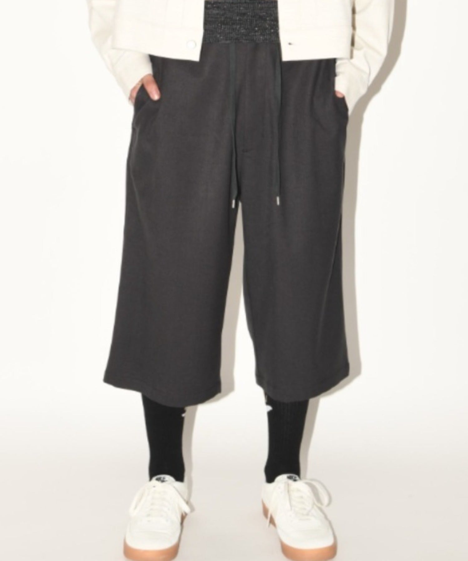 Cropped wide trousers - oatmeal