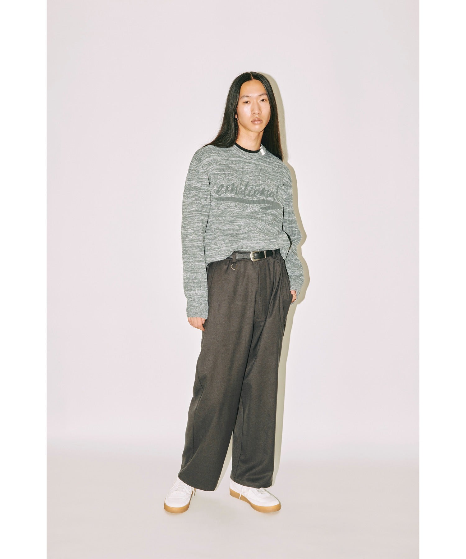 Glitter mix crew-neck knit - black mix