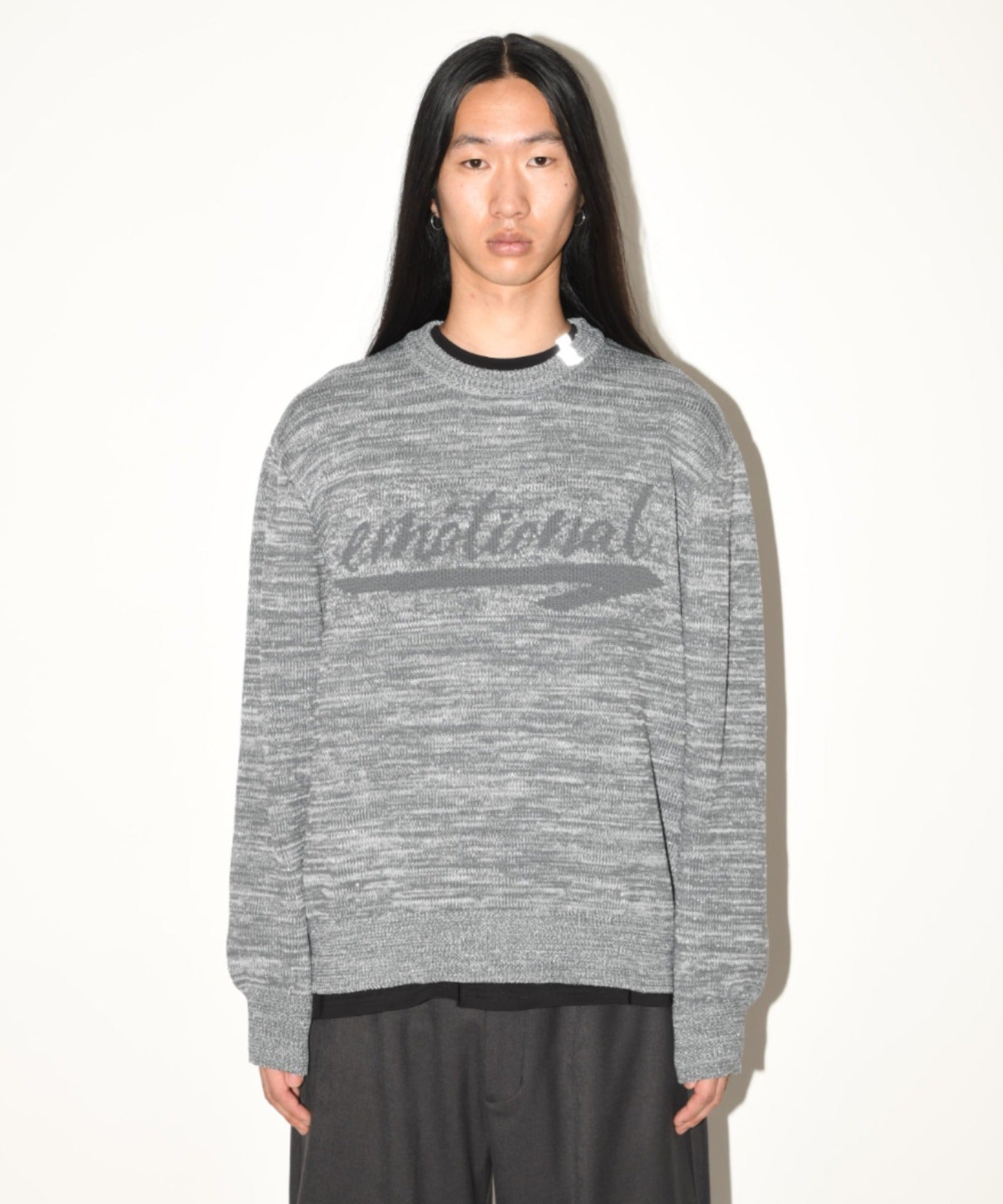 Glitter mix crew-neck knit - black mix