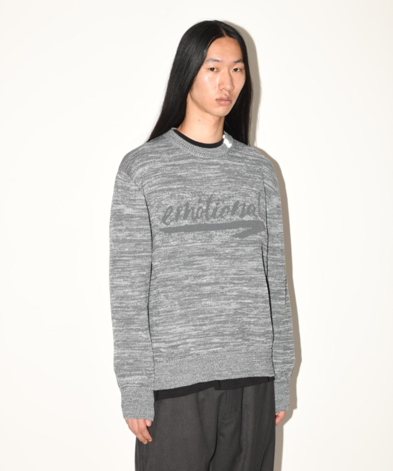 Glitter mix crew-neck knit - black mix