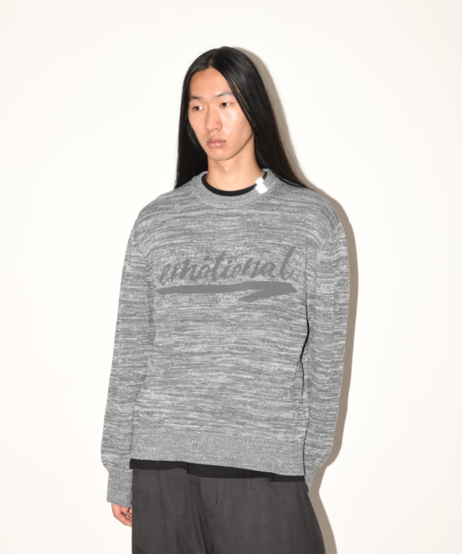 Glitter mix crew-neck knit - black mix