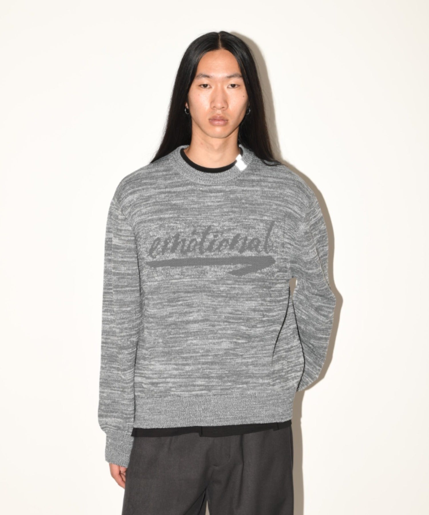 Glitter mix crew-neck knit - black mix