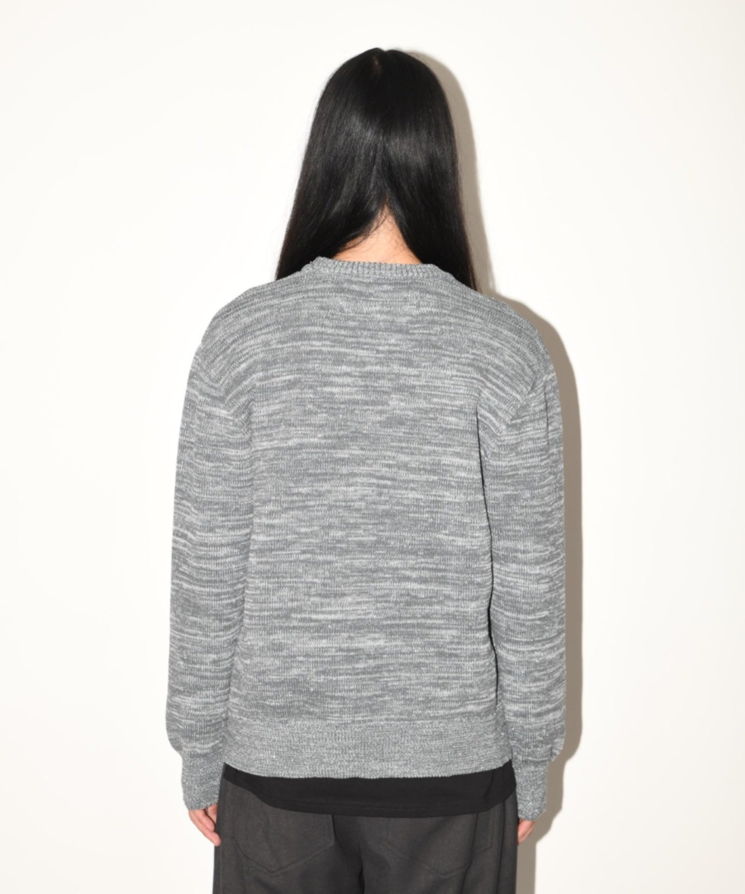 Glitter mix crew-neck knit - black mix