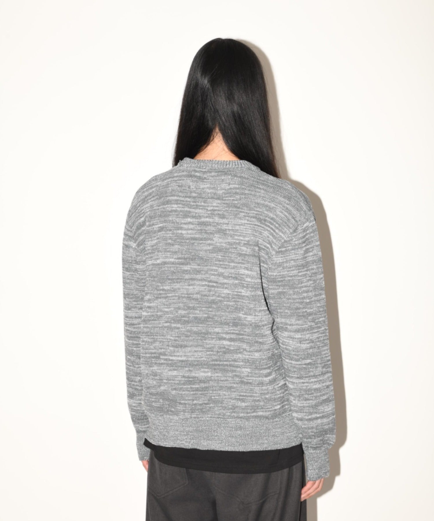 Glitter mix crew-neck knit - black mix