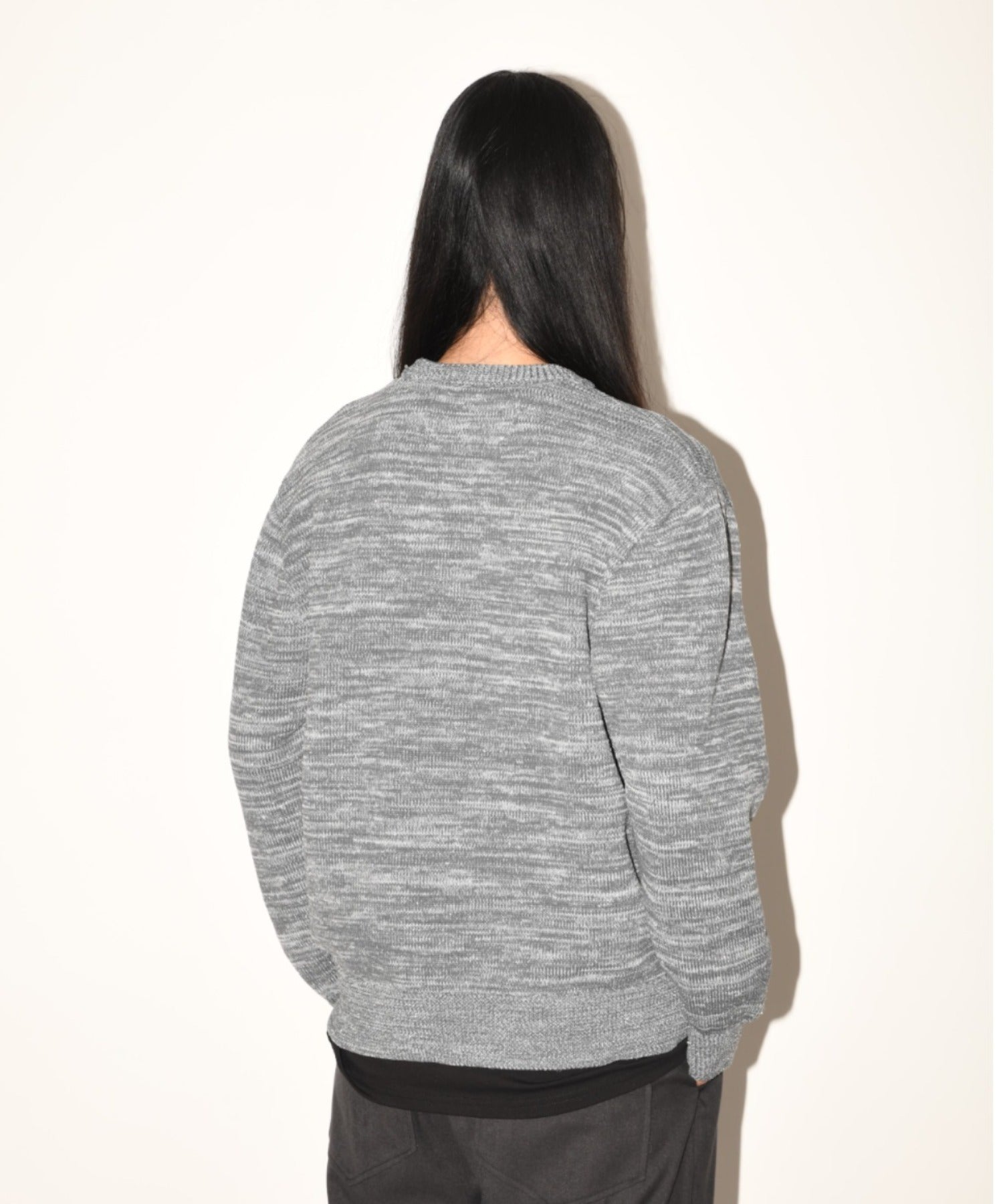 Glitter mix crew-neck knit - black mix