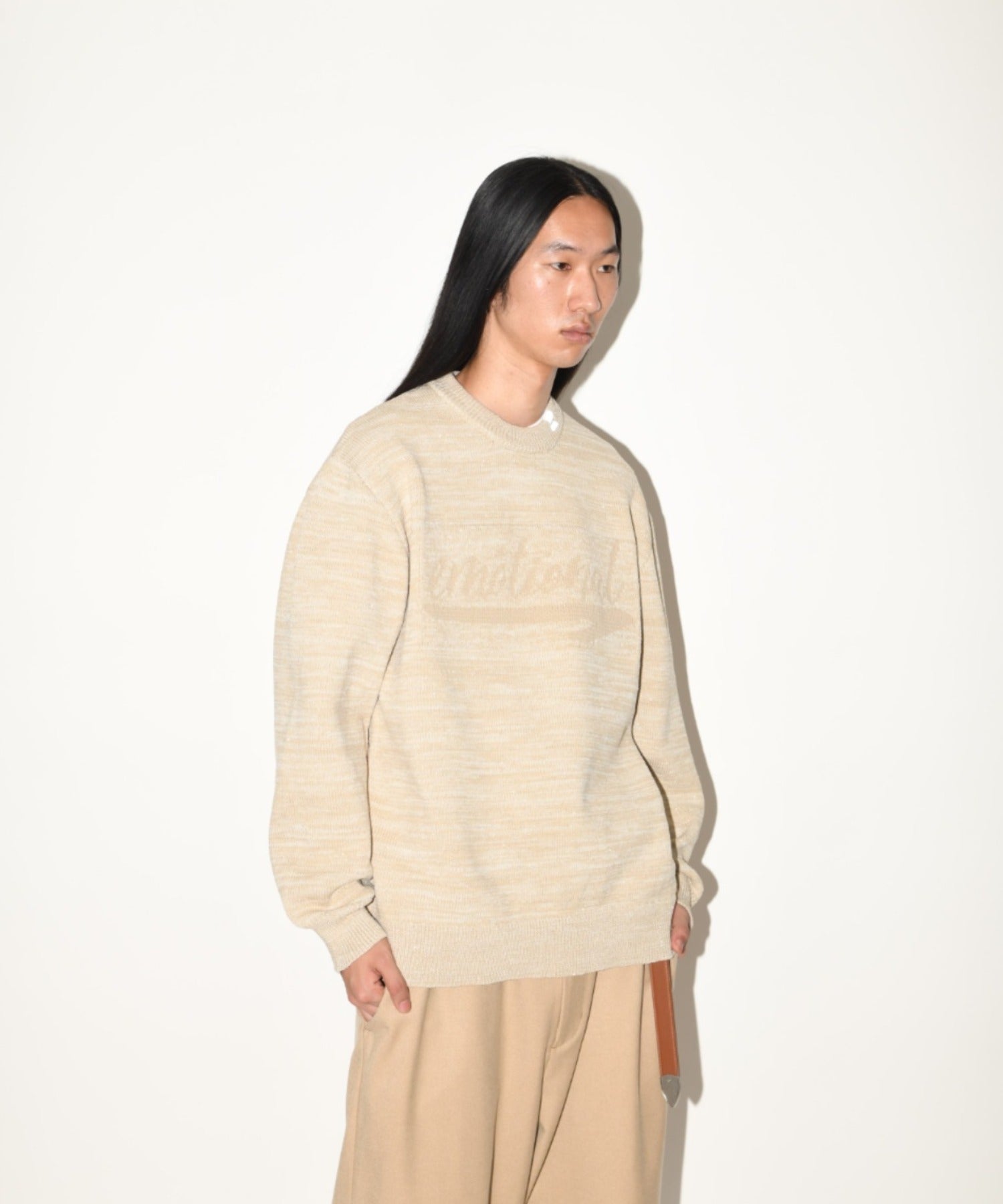 Glitter mix crew-neck knit - black mix