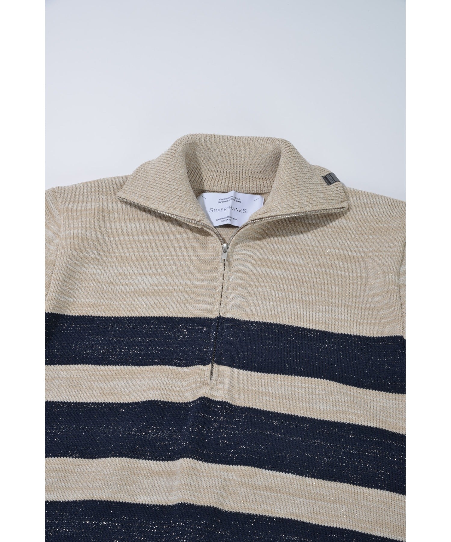 Glitter mix half zip border knit - black mix