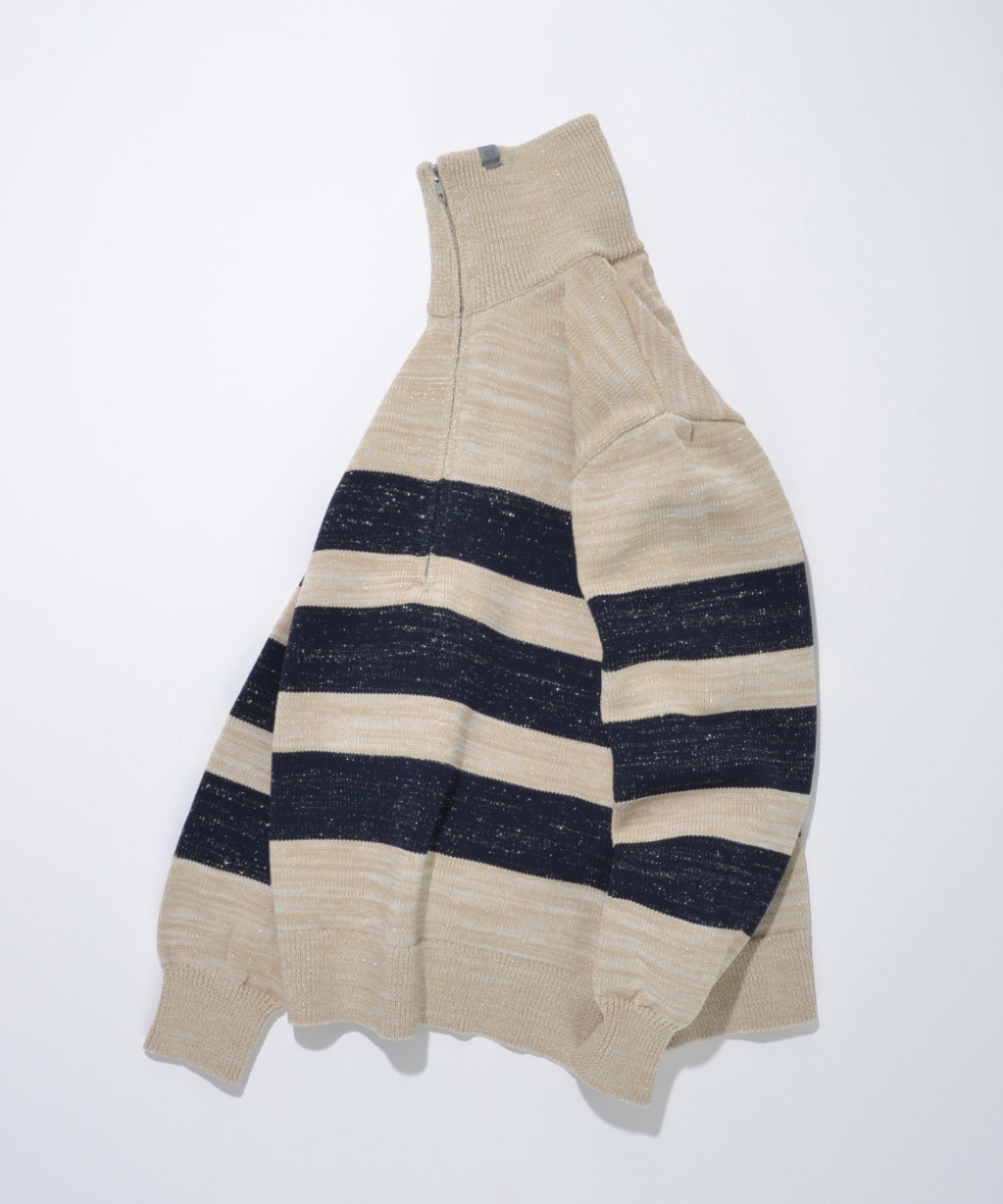 Glitter mix half zip border knit - black mix