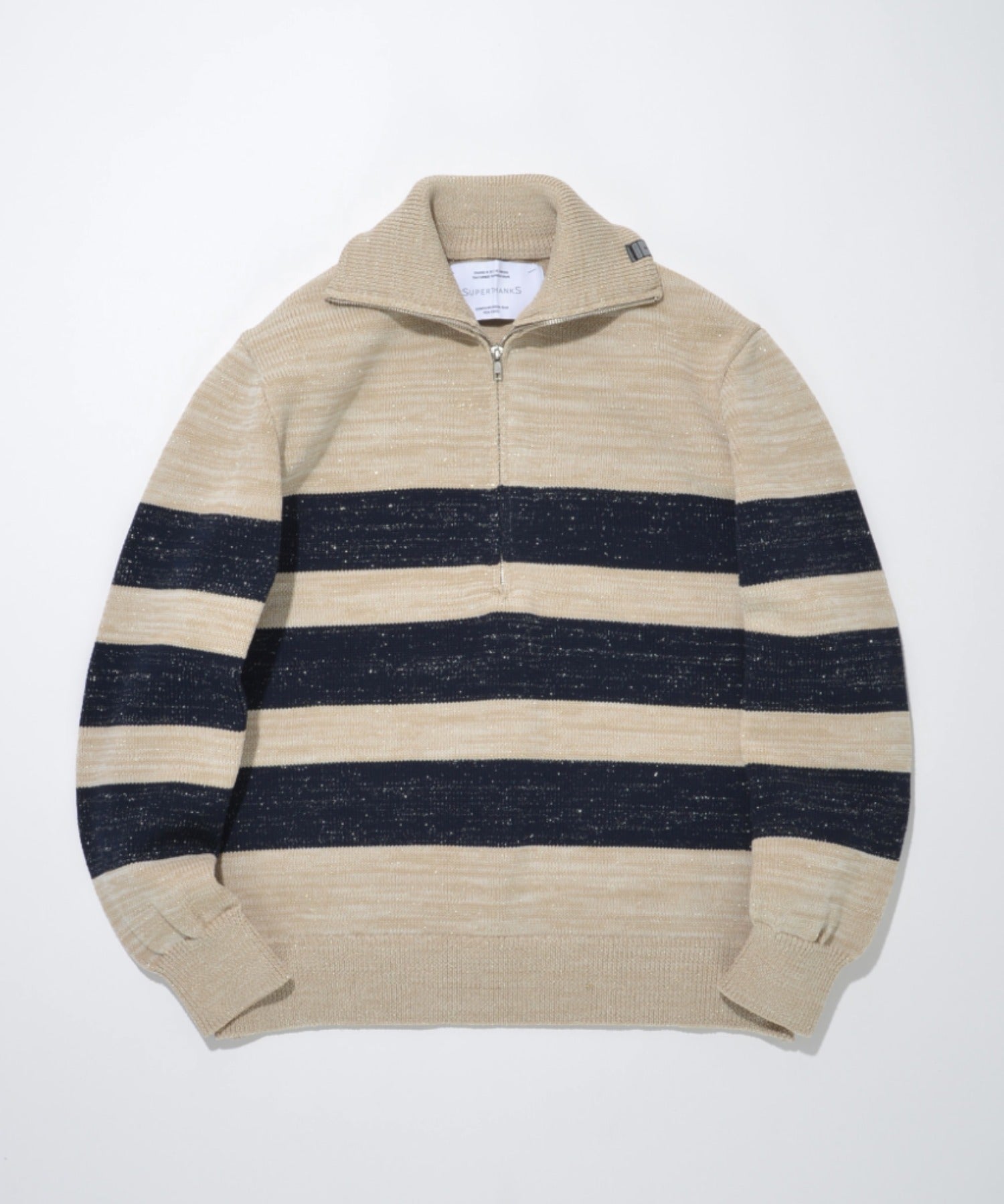 Glitter mix half zip border knit - black mix