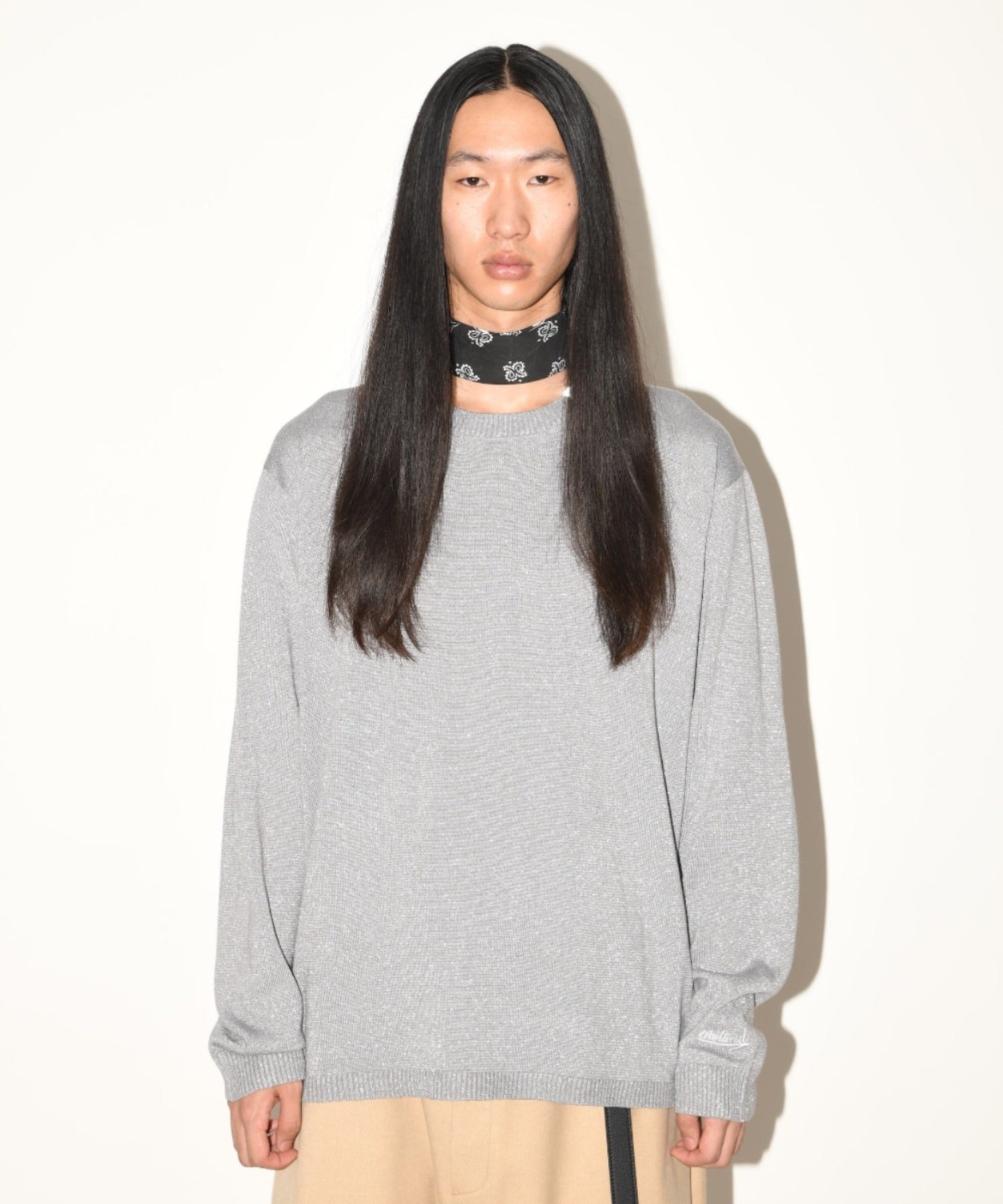 Glitter mix long-sleeve knit - gray mix