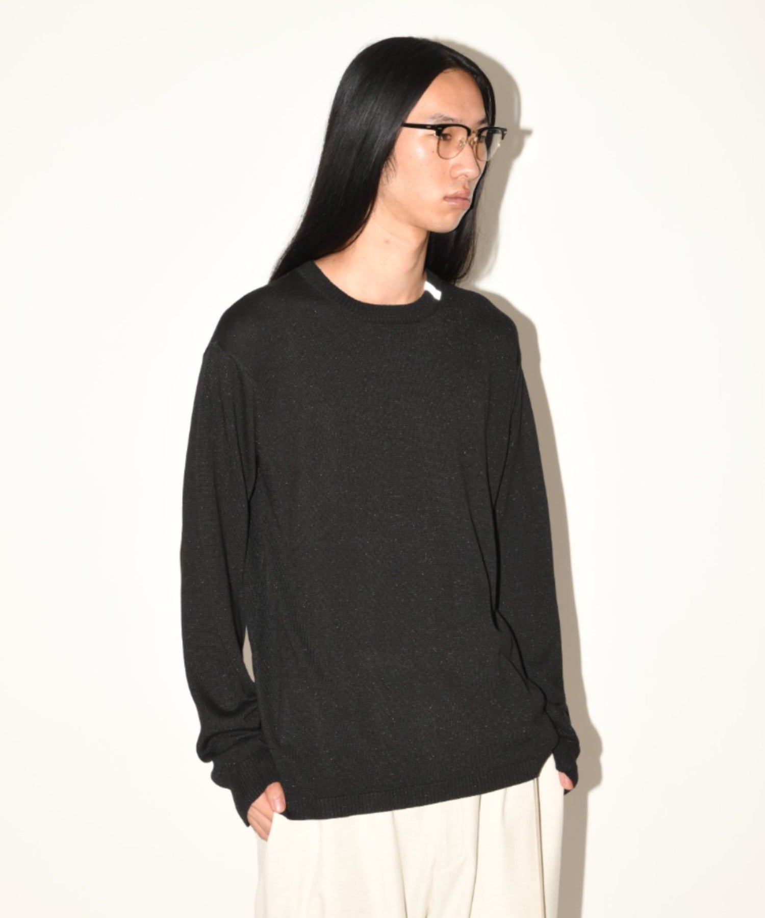 Glitter mix long-sleeve knit - gray mix
