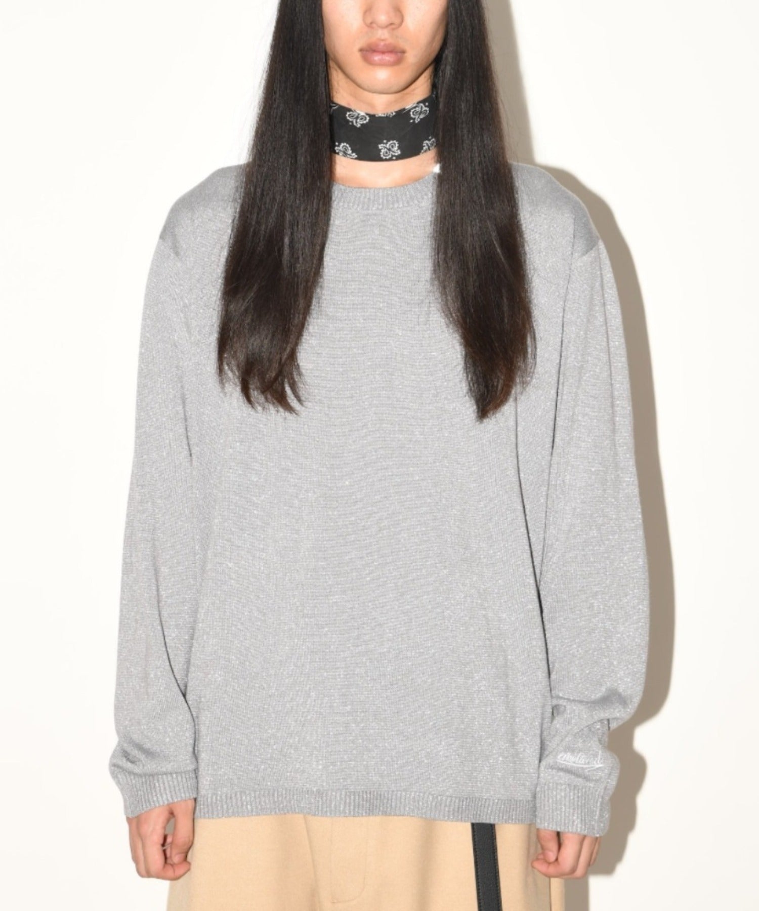 Glitter mix long-sleeve knit - gray mix