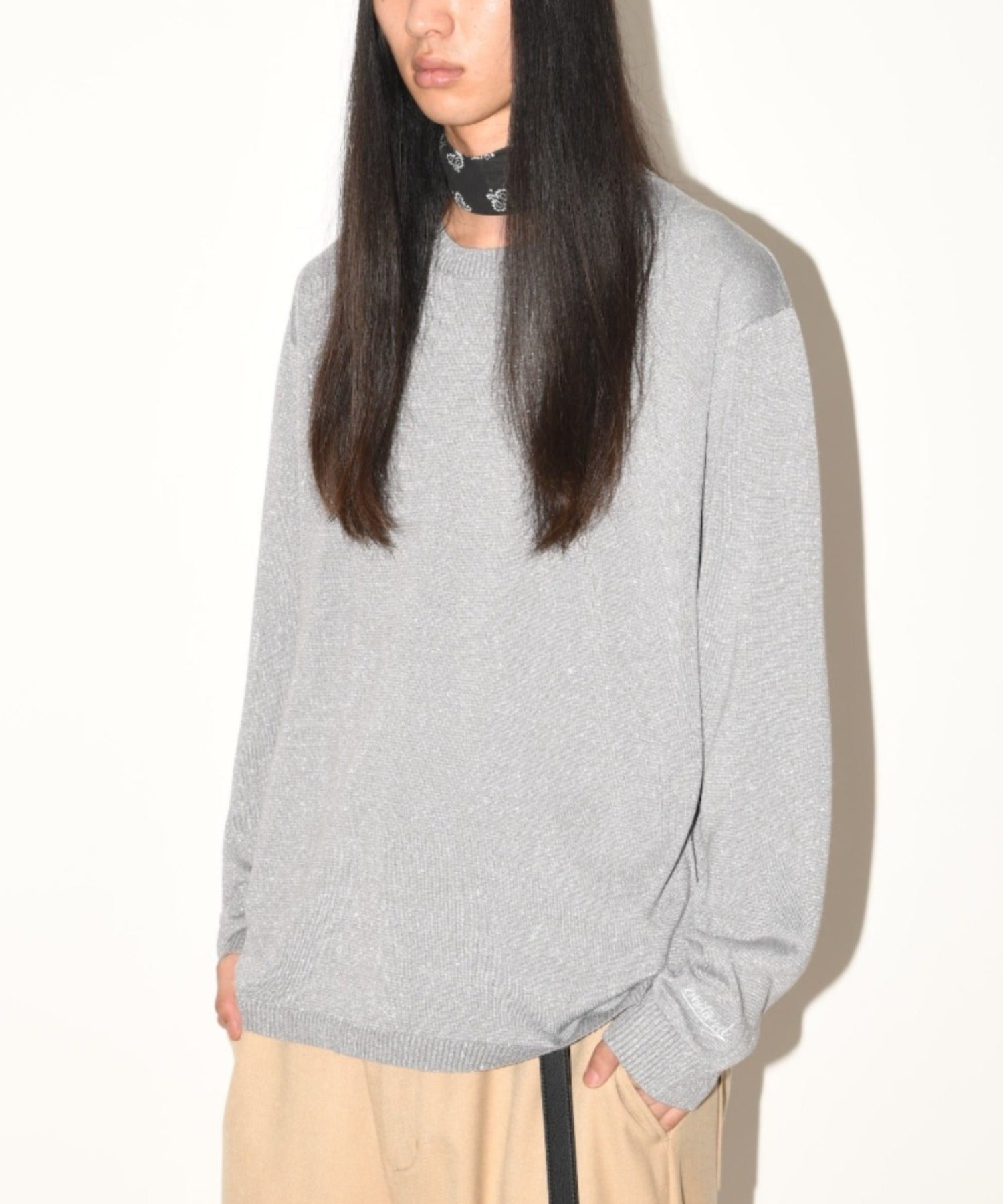 Glitter mix long-sleeve knit - gray mix