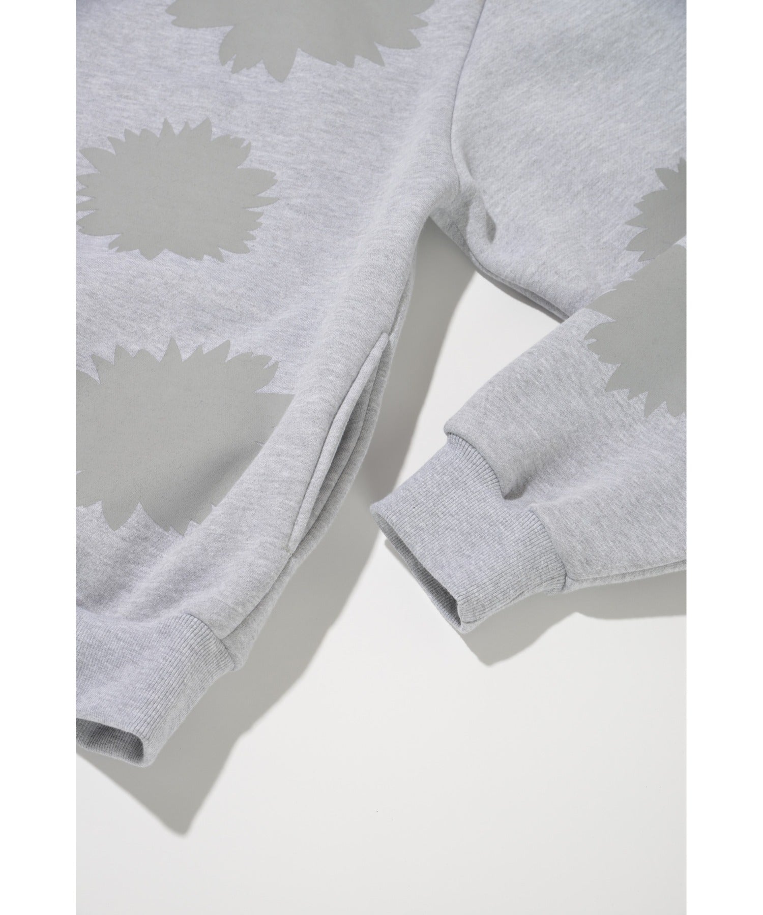 Flower sweat zip-hoodie - c.gray