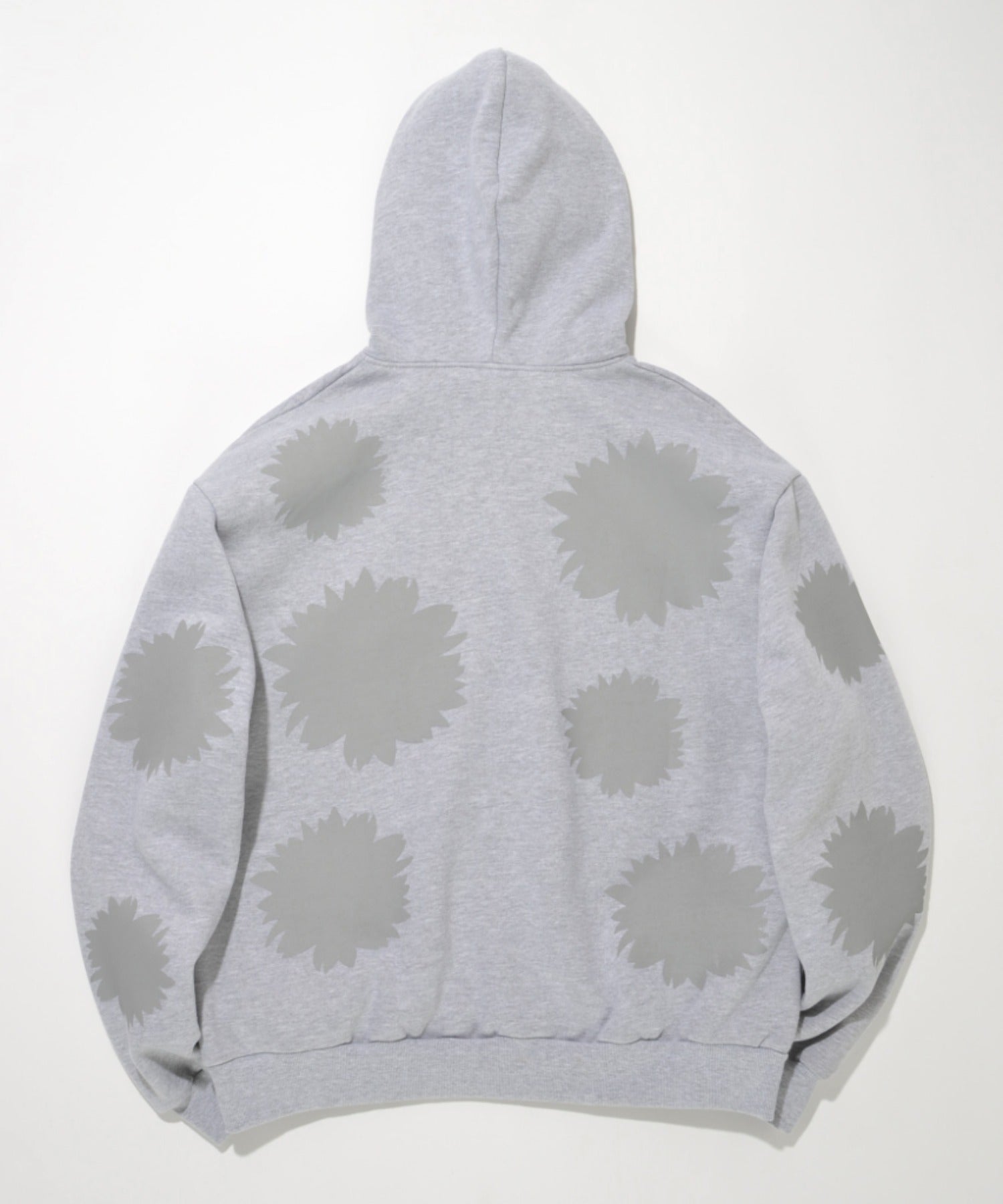 Flower sweat zip-hoodie - c.gray