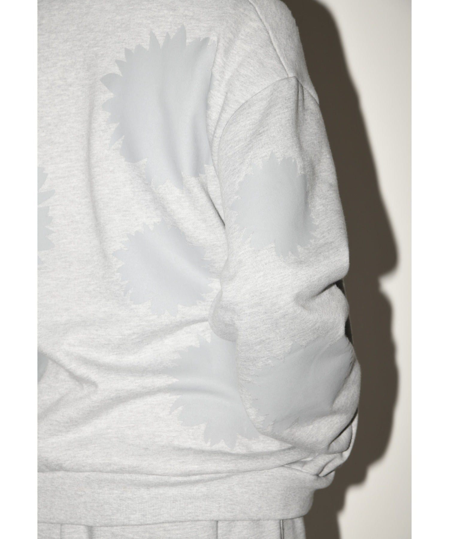 Flower sweat zip-hoodie - c.gray