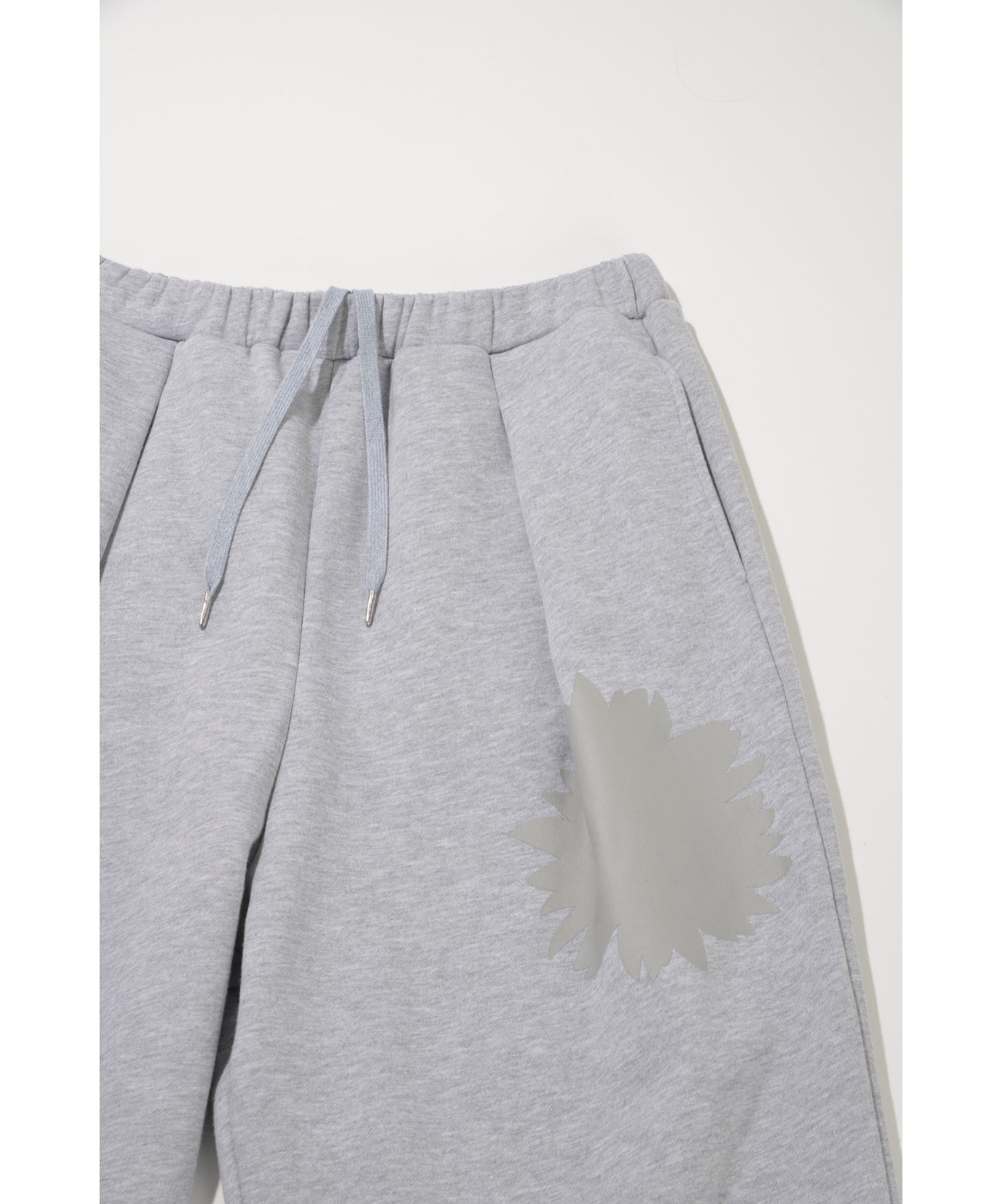 Flower sweat cropped wide trousers - ash gray