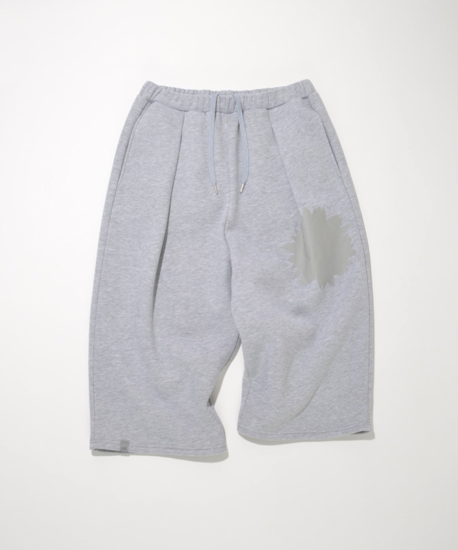 Flower sweat cropped wide trousers - ash gray