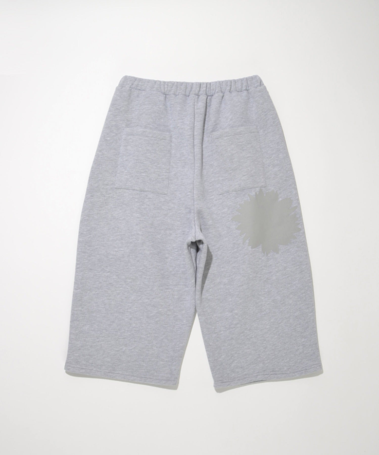 Flower sweat cropped wide trousers - ash gray