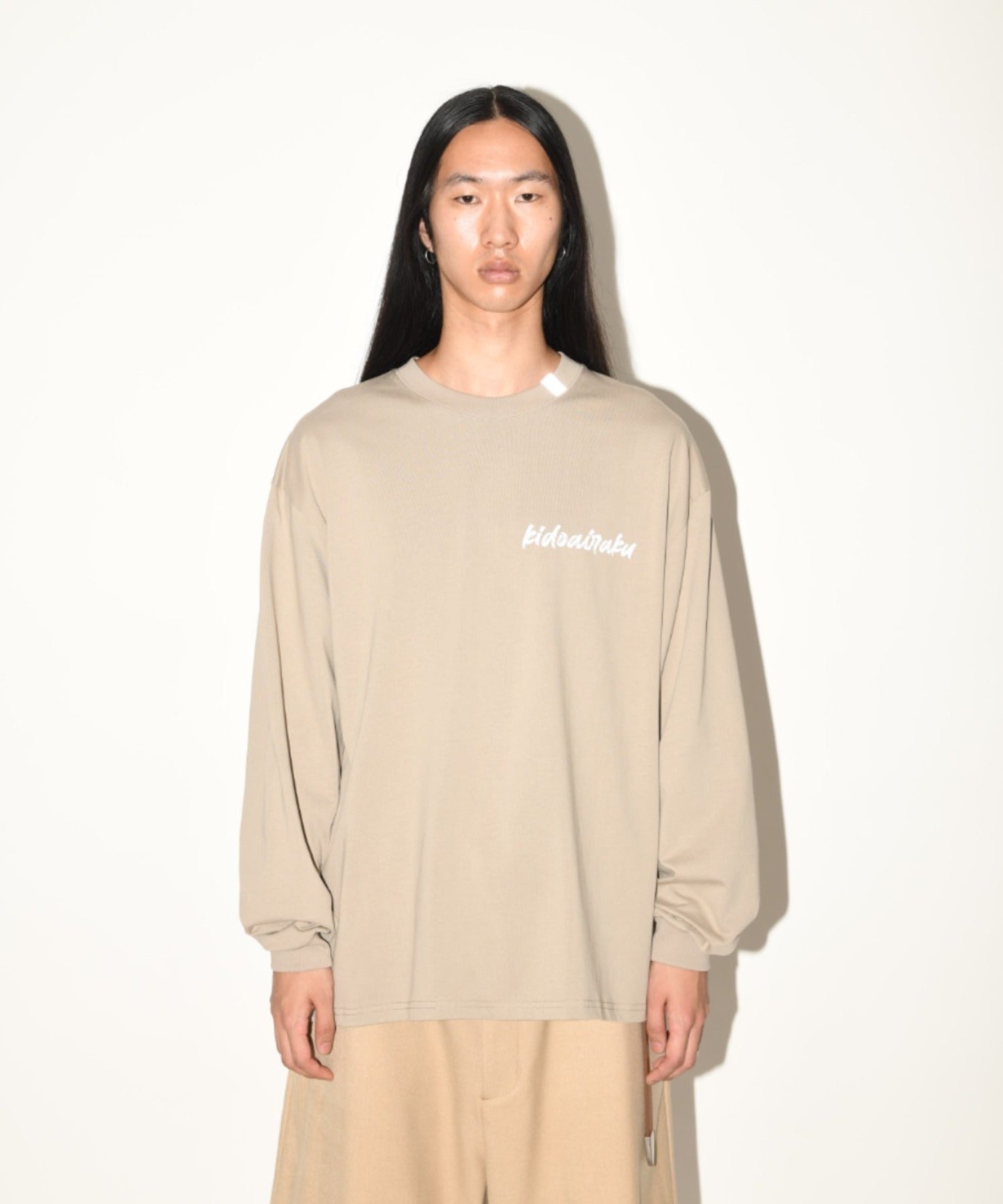 "kidoairaku"L/S T-shirt - white