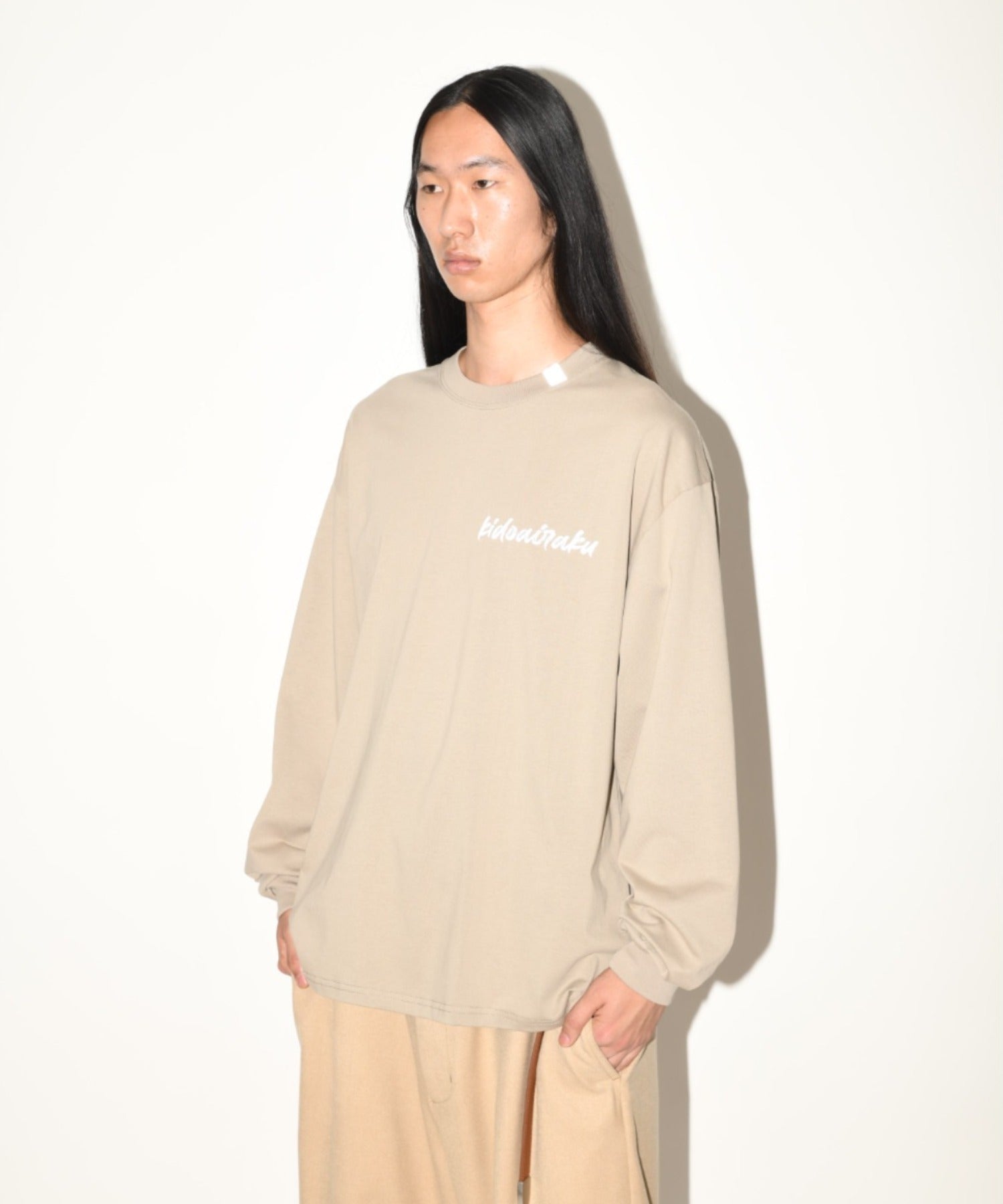 "kidoairaku"L/S T-shirt - white