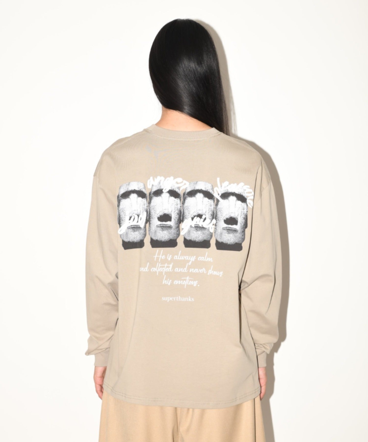 "kidoairaku"L/S T-shirt - white