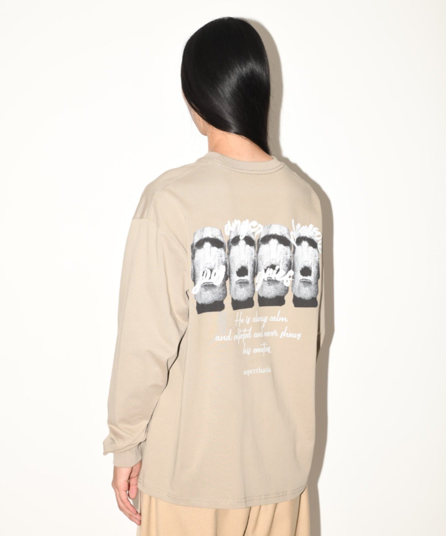 "kidoairaku"L/S T-shirt - white