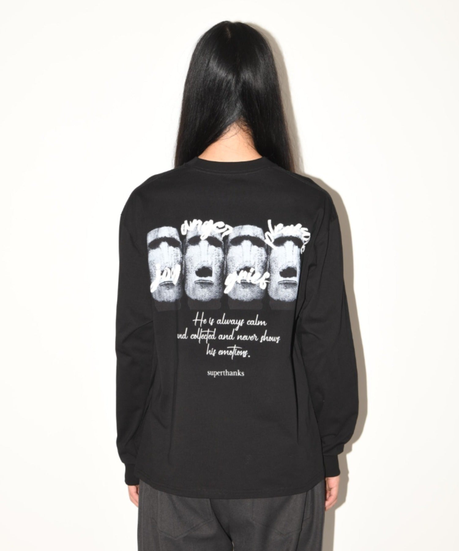 "kidoairaku"L/S T-shirt - white