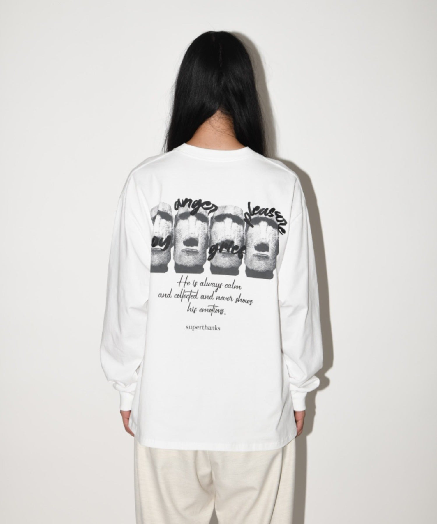 "kidoairaku"L/S T-shirt - white