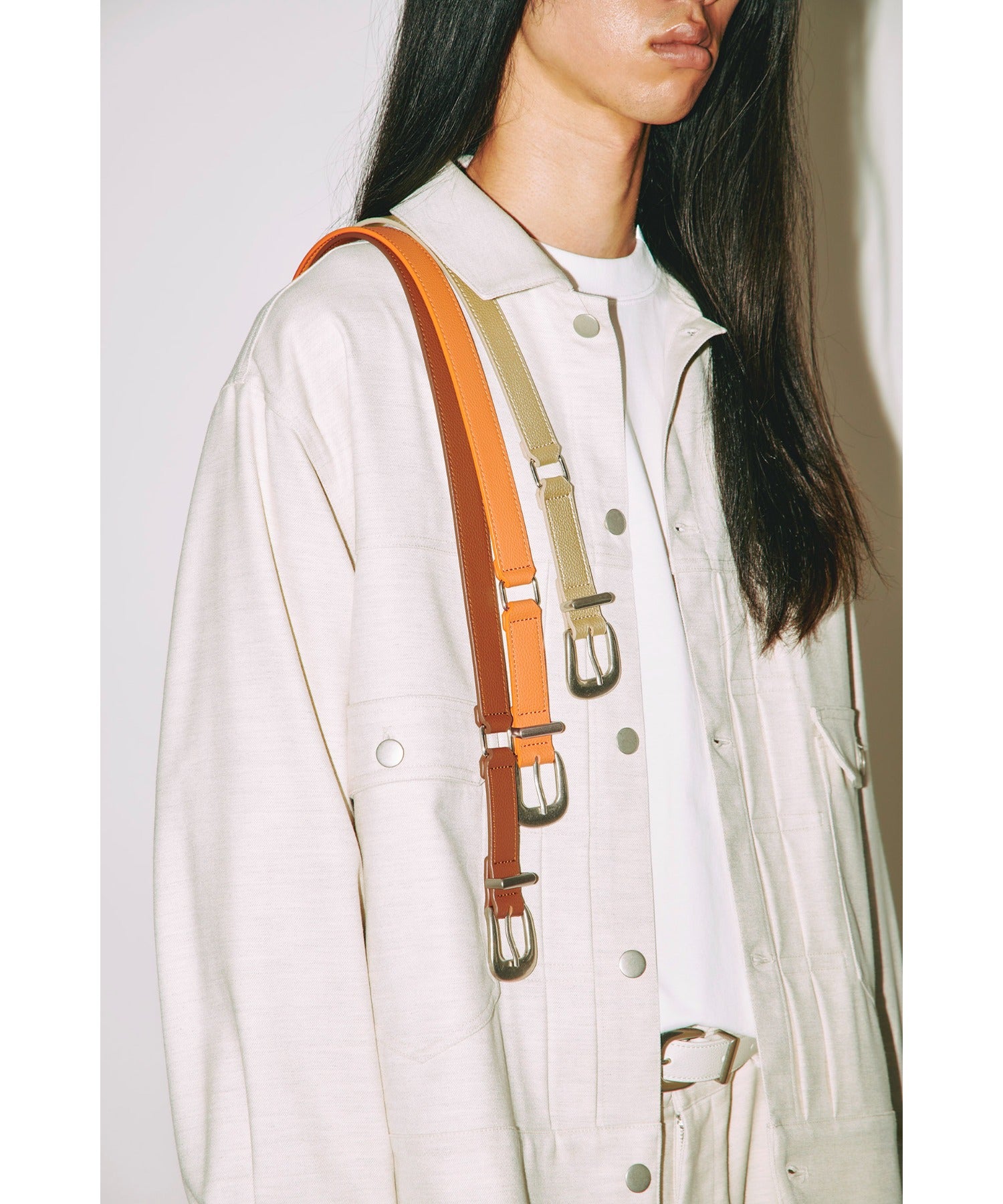 Long narrow belt - white