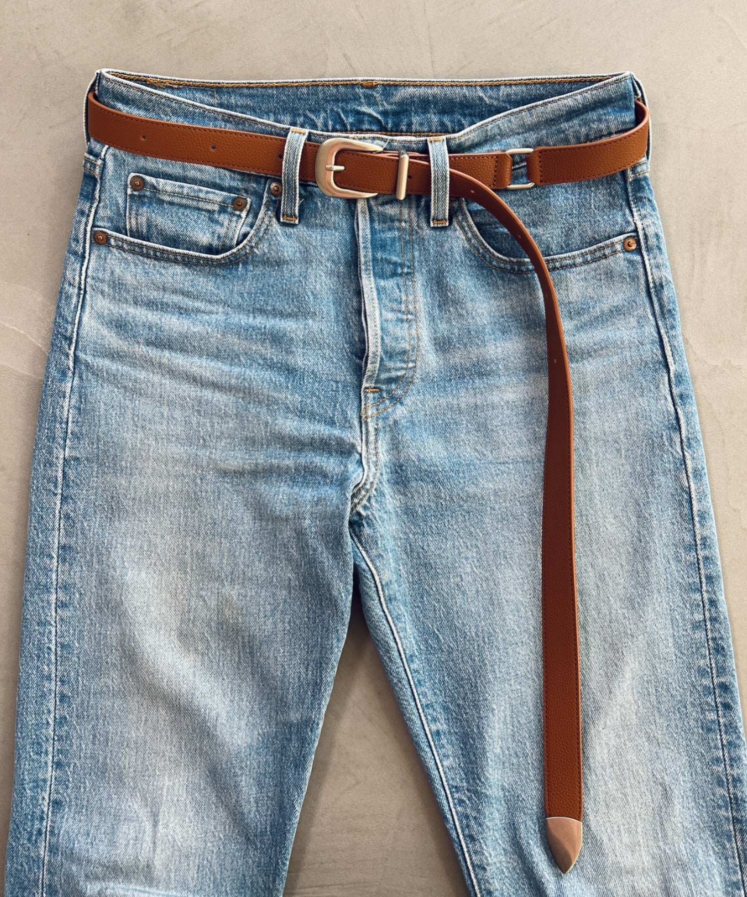Long narrow belt - brown/silver