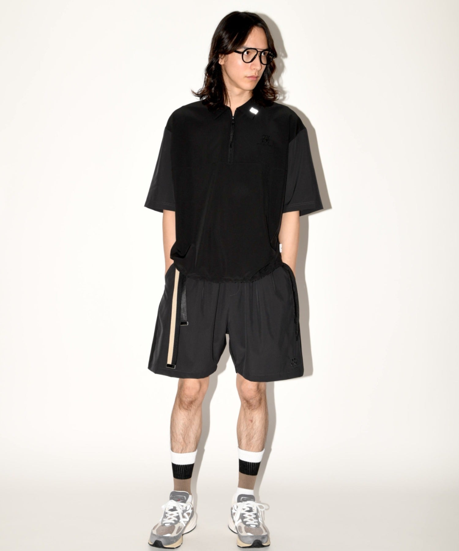 Technical S/S zip-pullover c.gray/black