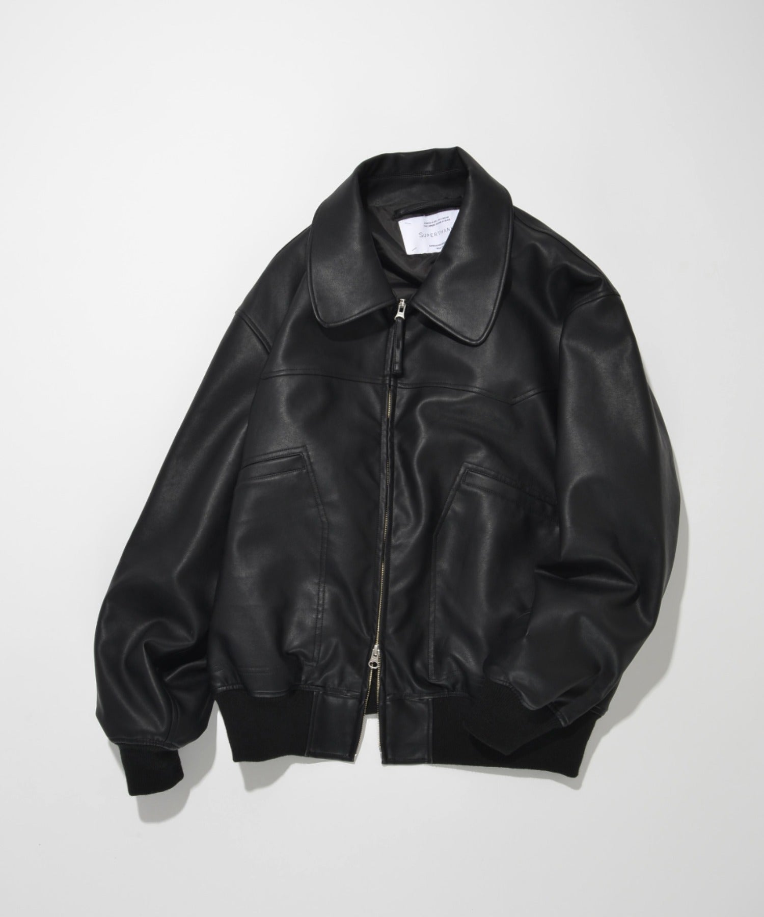 Faux Leather Padded Blouson (CWU-Type) - black