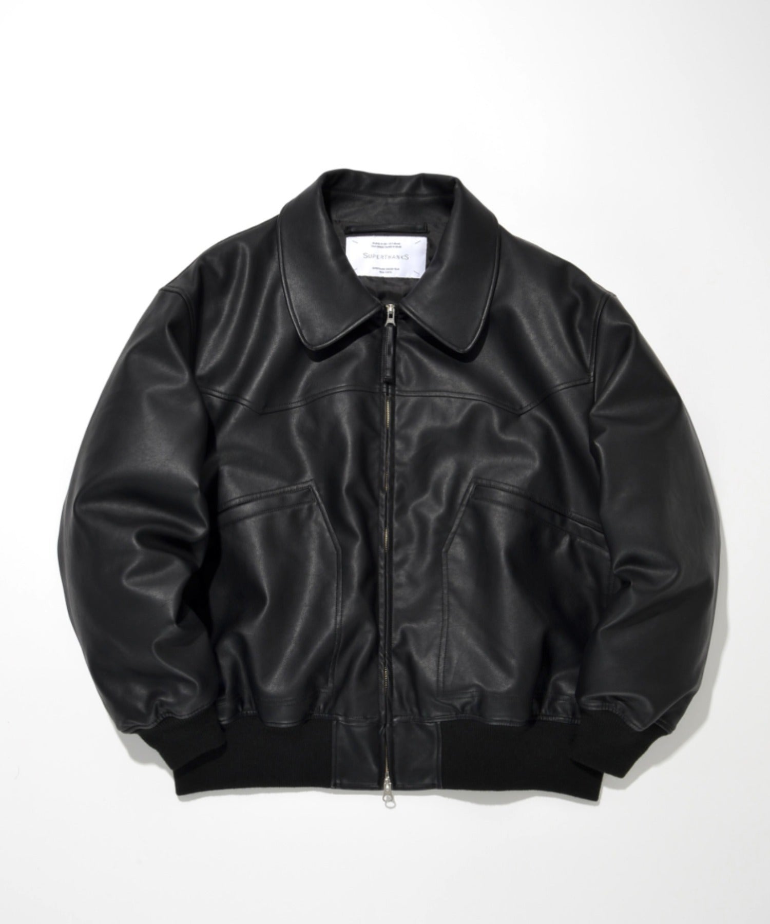 Faux Leather Padded Blouson (CWU-Type) - black