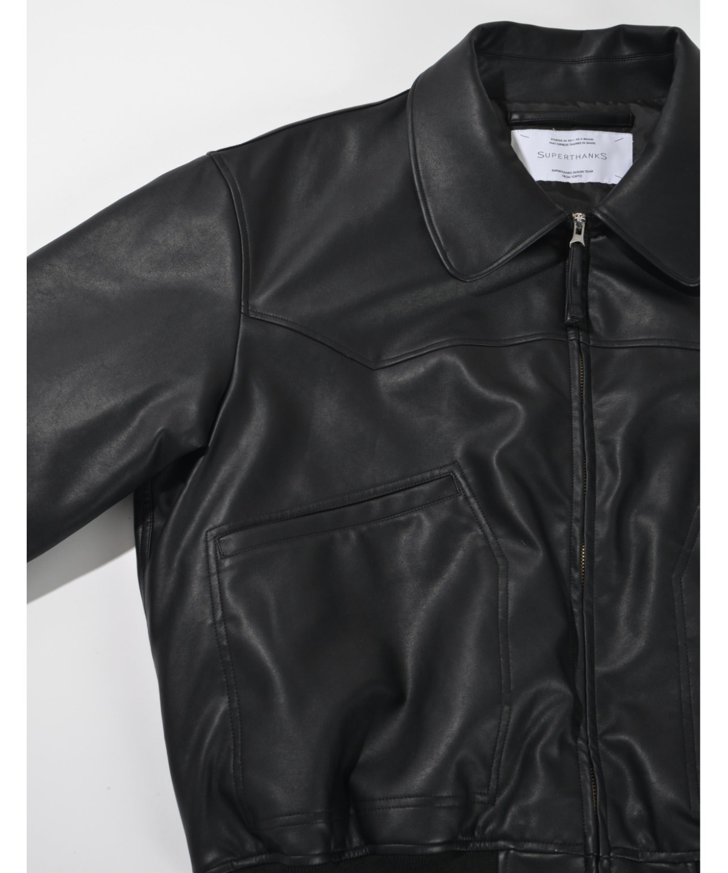 Faux Leather Padded Blouson (CWU-Type) - black
